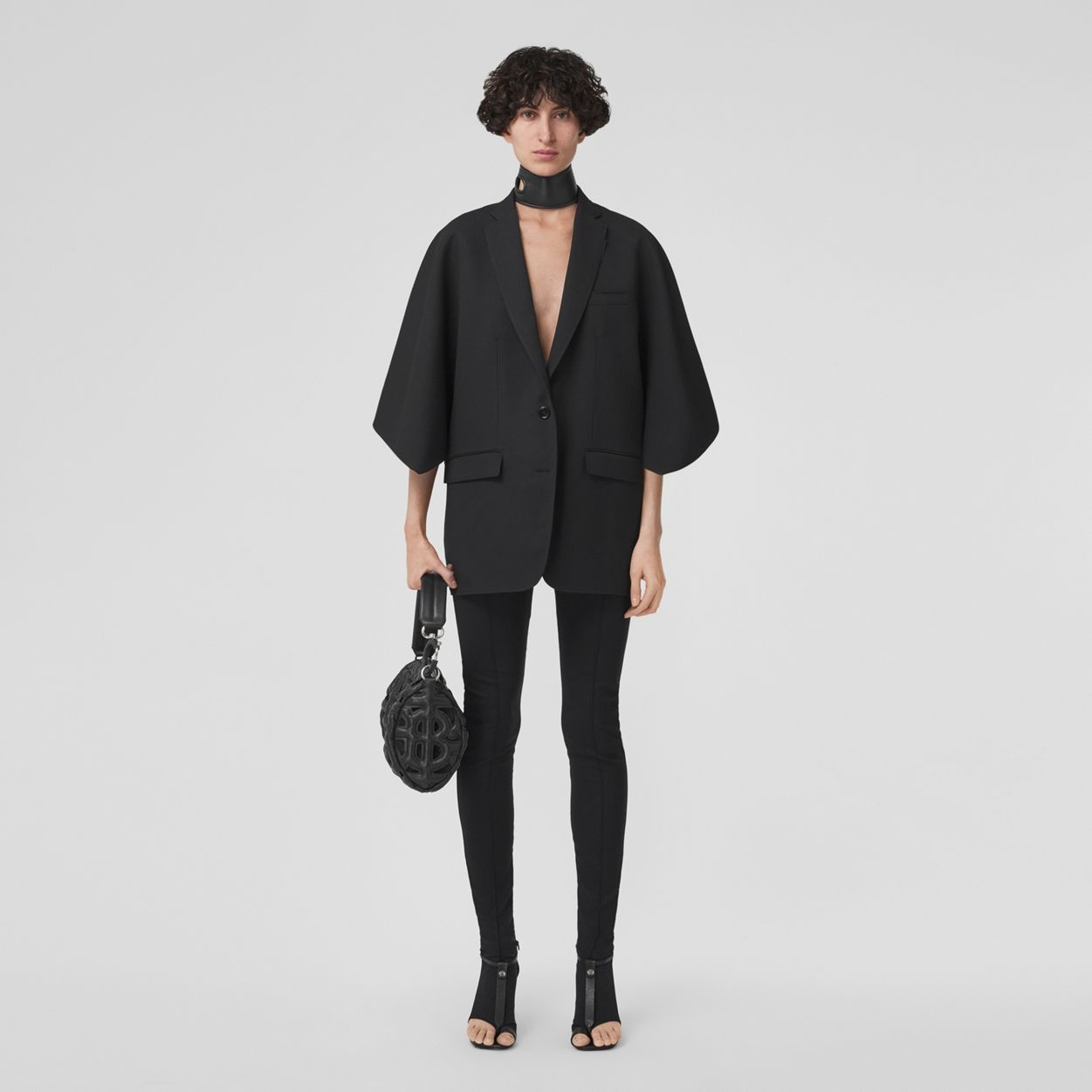 Cape Sleeve Grain de Poudre Wool Tailored Jacket - 2