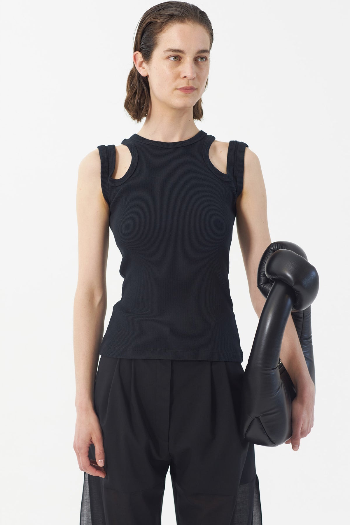 ORGANIC COTTON MULTI STRAP TANK TOP BLACK - 2