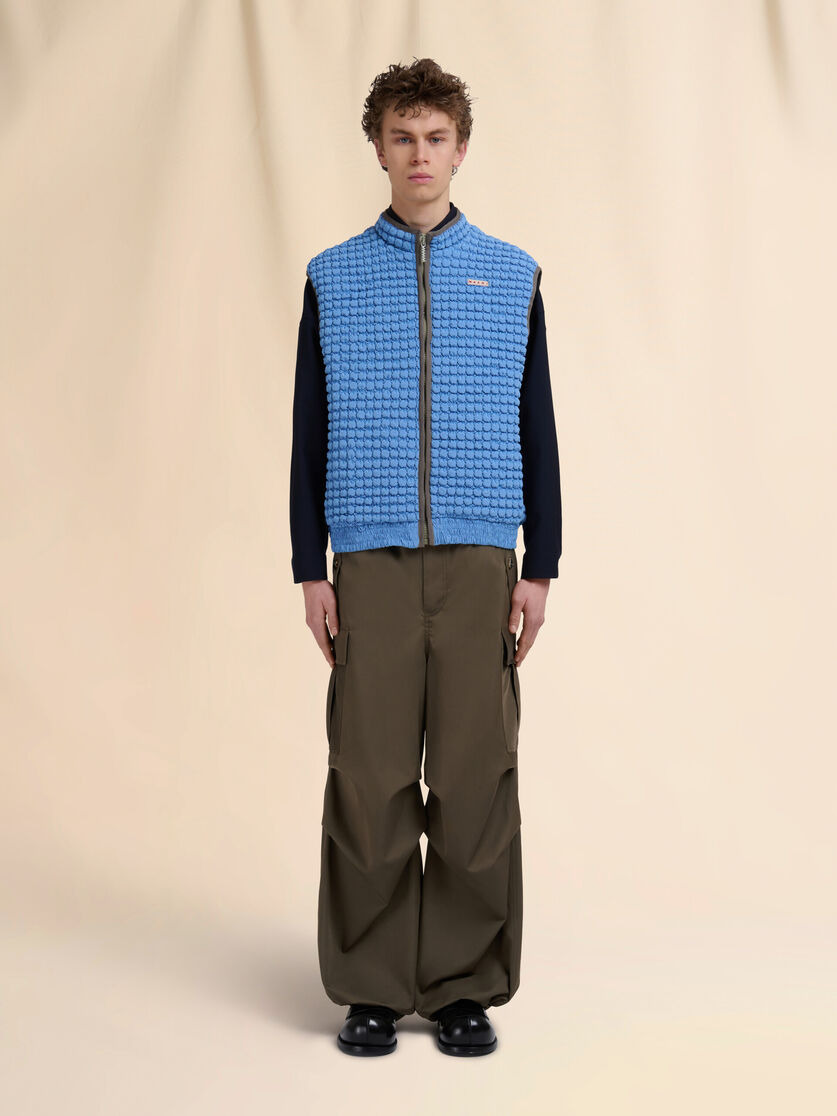BLUE NYLON VEST WITH PUCKERING - 2