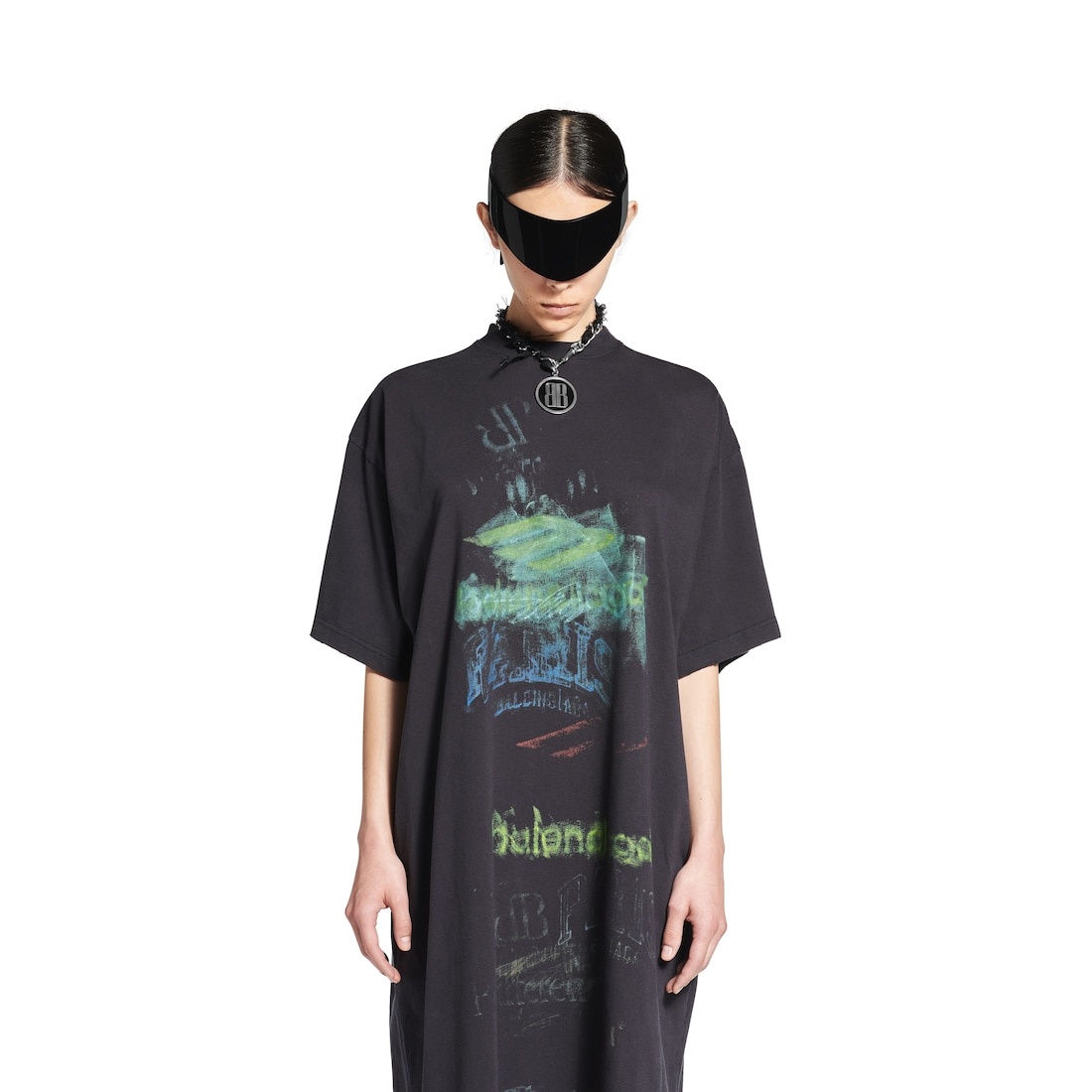 Women's Diy Imprint T-shirt Dress in Black Faded - 5
