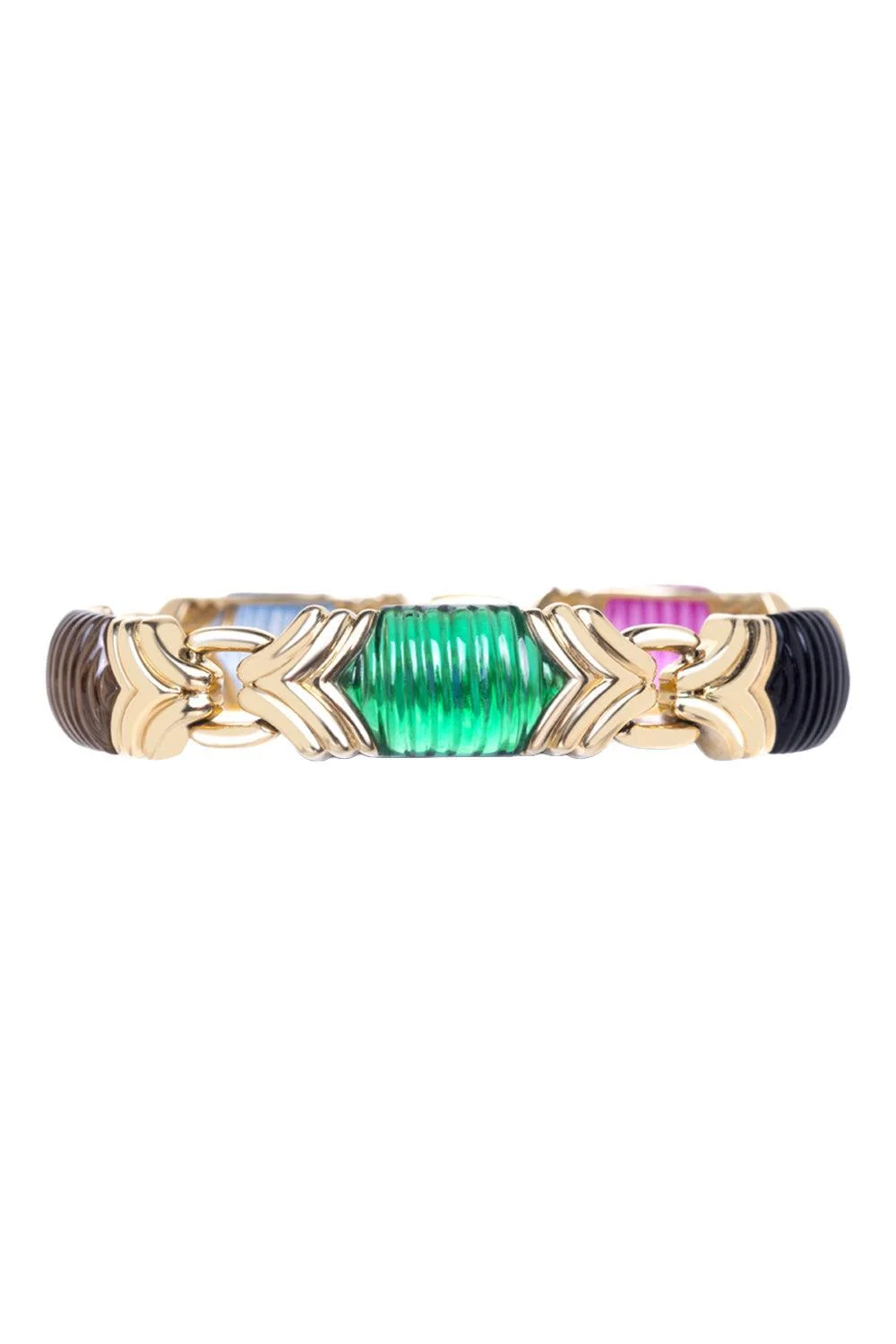 Onyx Emerald Tourmaline Cleopatra Bangle Bracelet - 1