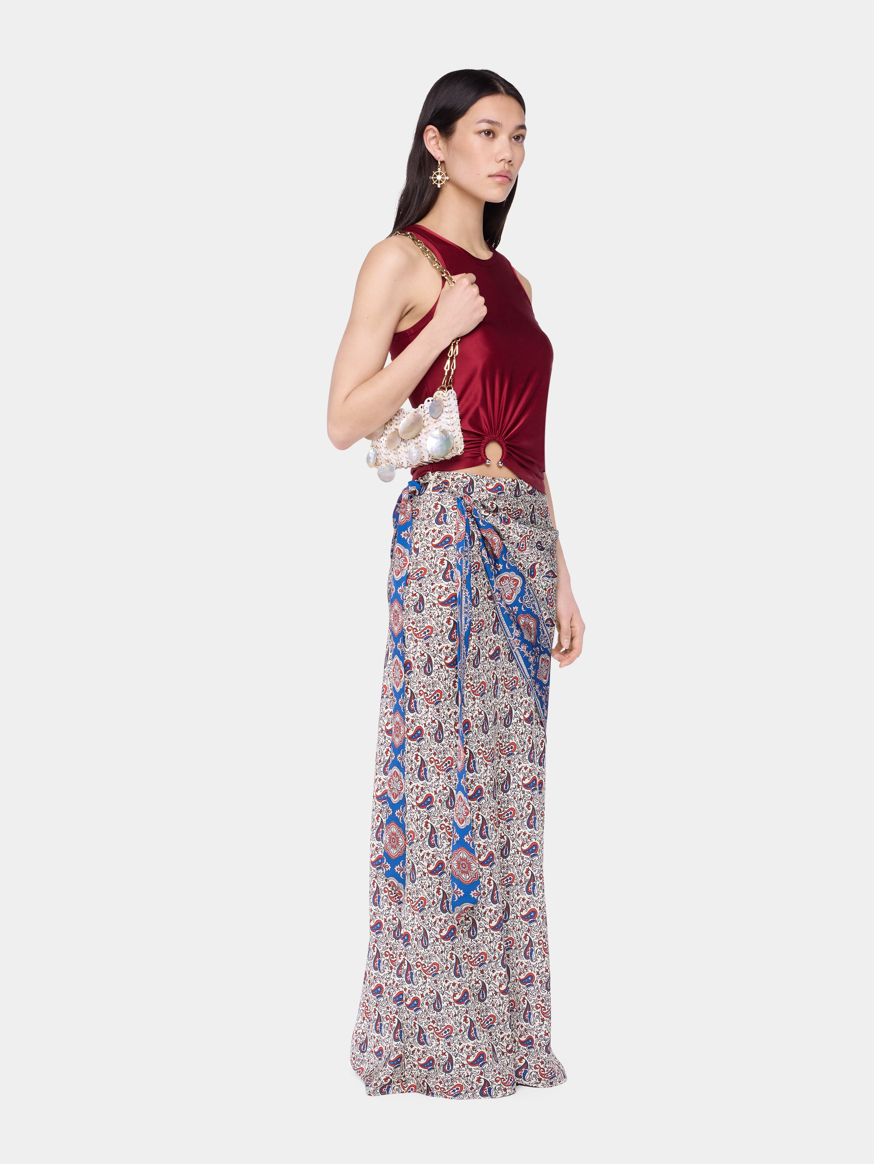 LONG SKIRT IN PRINTED SATIN - 3
