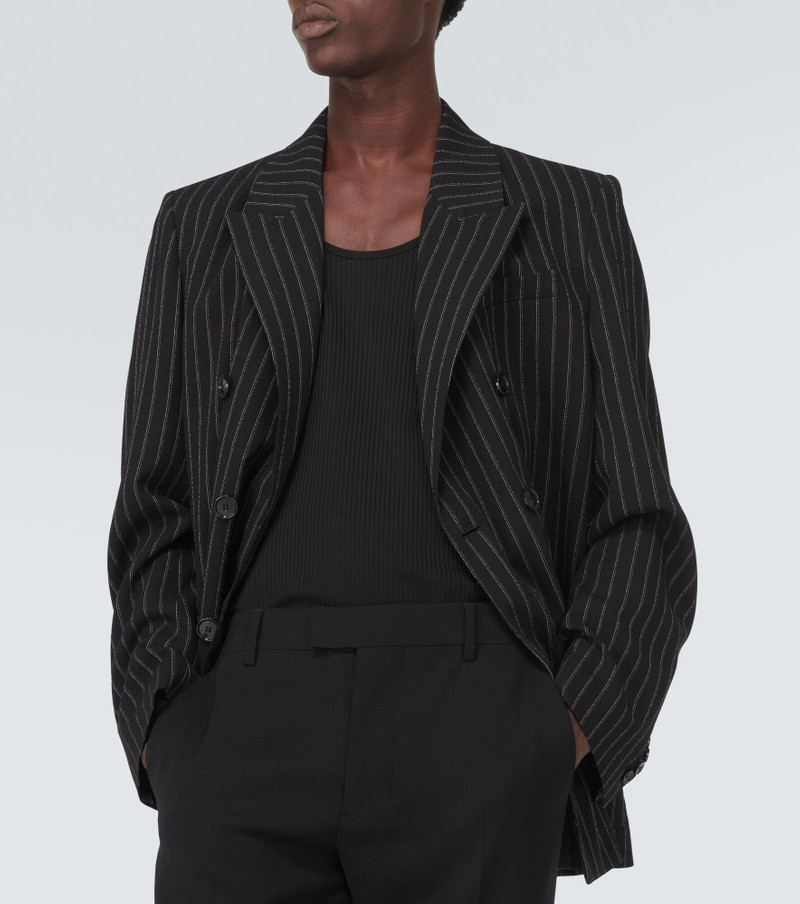 Pinstripe double-breasted wool blazer 5