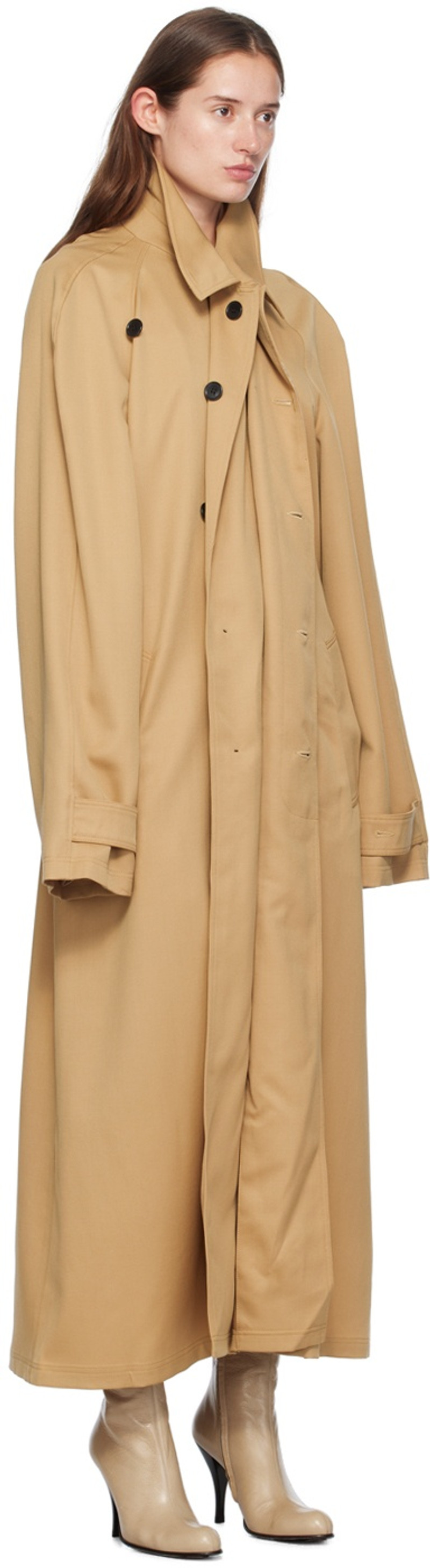 MARIE ADAM-LEENAERDT Beige Pinched Trench Coat outlook