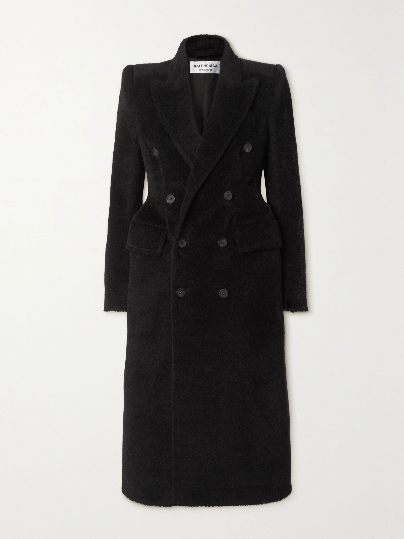 Hourglass double-breasted wool-blend twill coat Black - 1