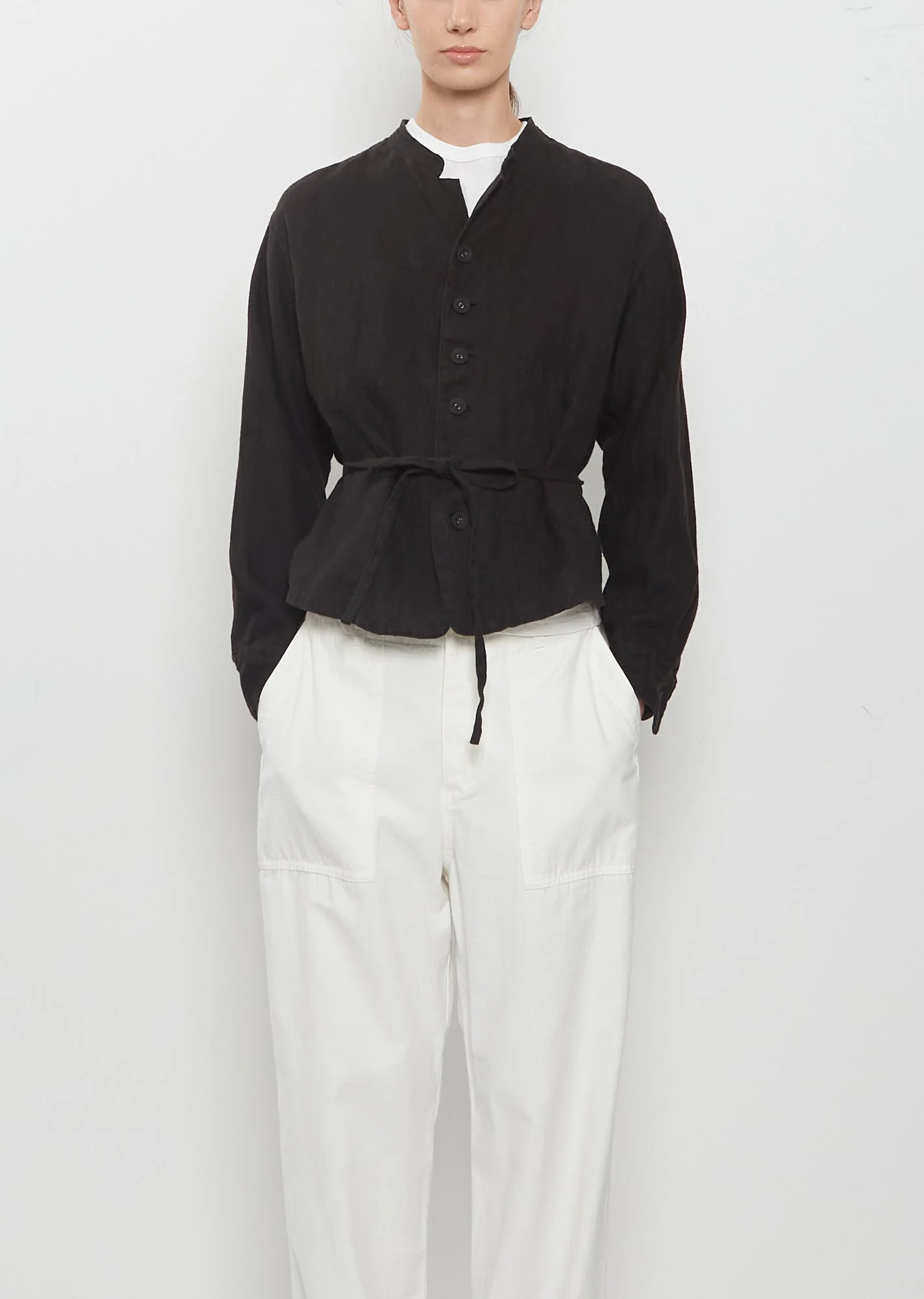 Washed Linen Canvas Shirt Jacket - 1