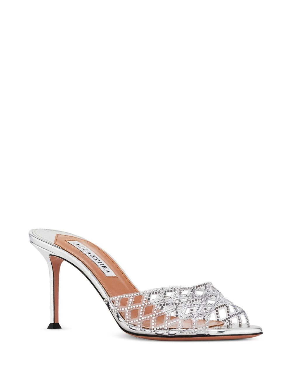75mm crystal-embellished lattice mules - 2