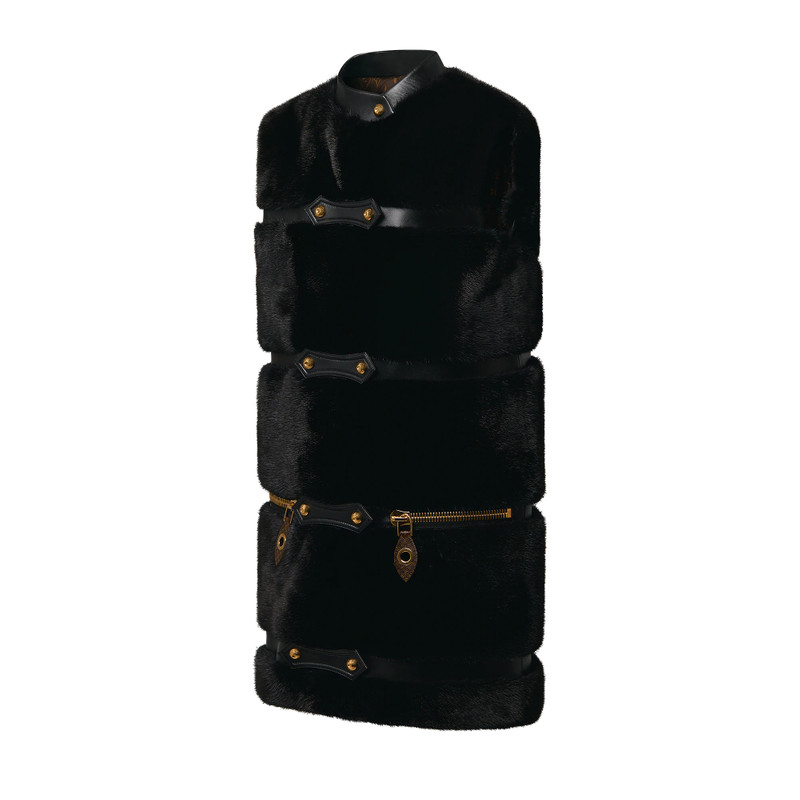 Louis Vuitton Sleeveless Leather Strip Mink Coat outlook