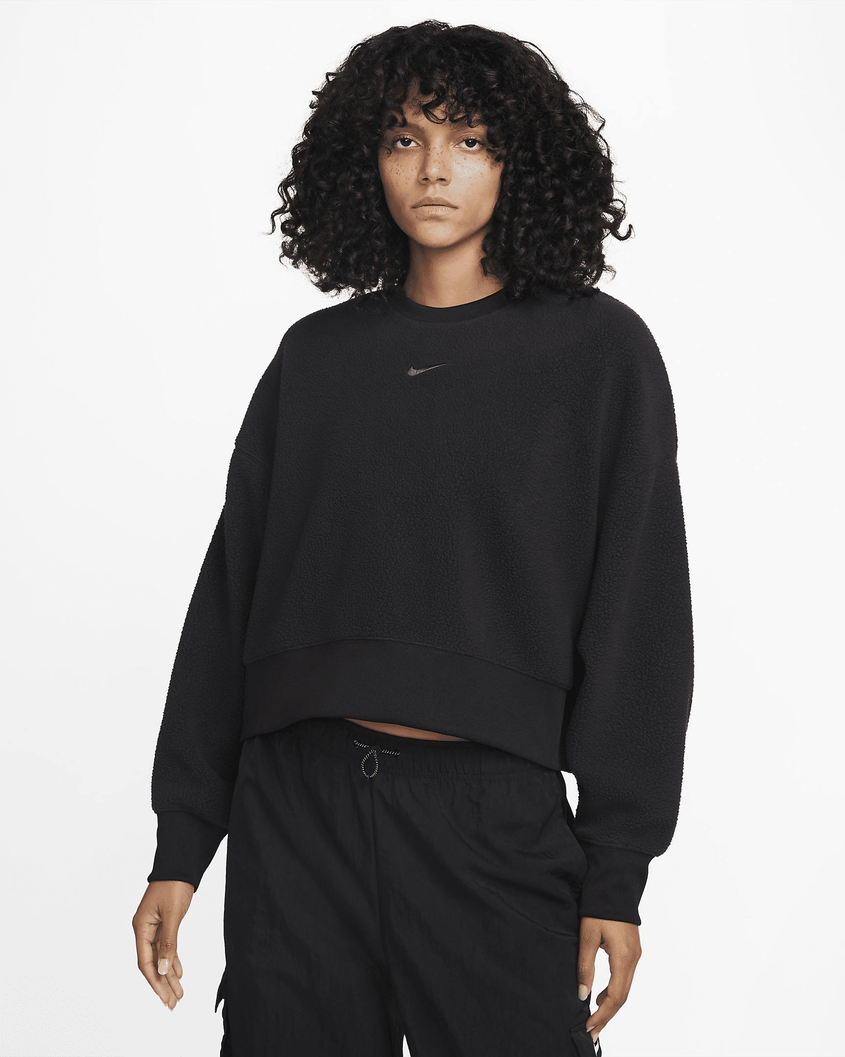 Nike Sportswear Plush Women's Oversized Crew-Neck Mod Crop Sweatshirt - 1