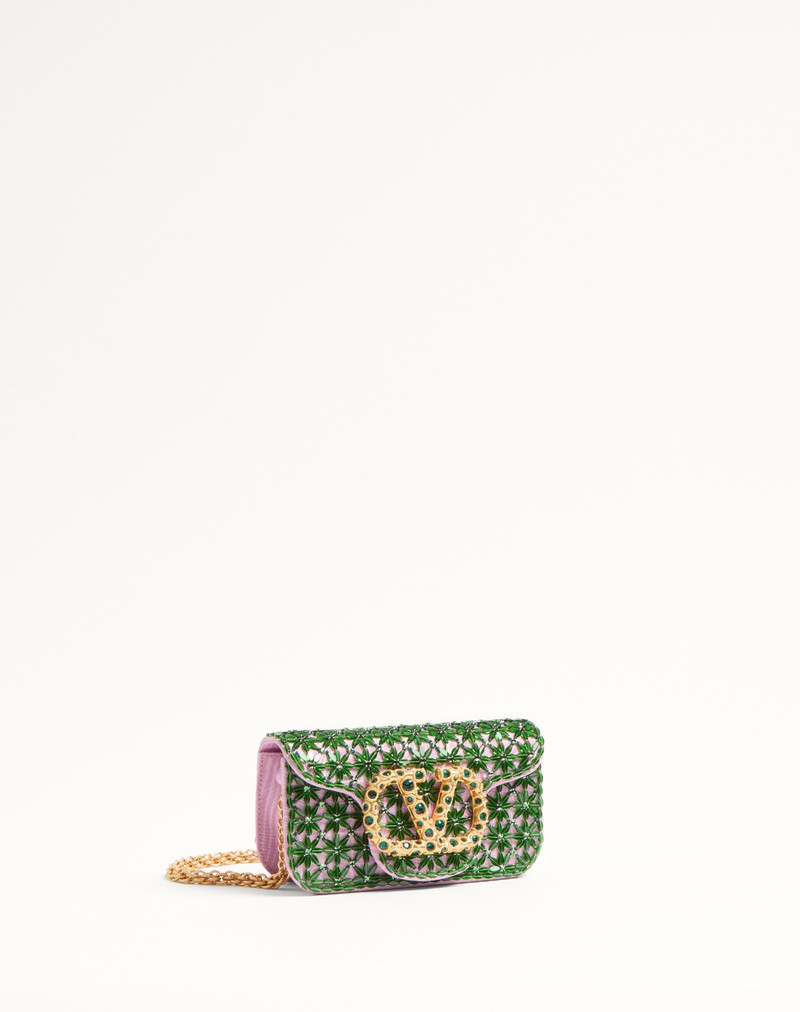 VALENTINO GARAVANI LOCÒ SMALL SHOULDER BAG EMBROIDERED WITH JEWEL LOGO 3