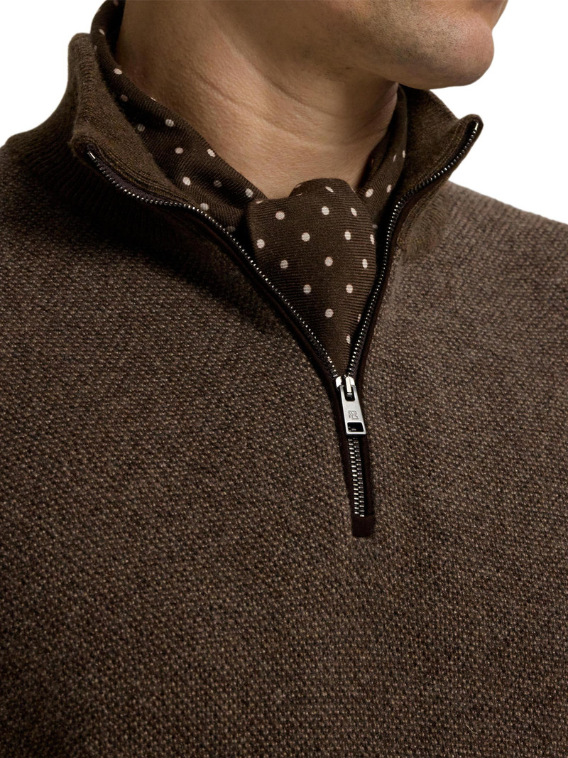Men's Cashmere Quarter-Zip Sweater - Taupe Multi 6