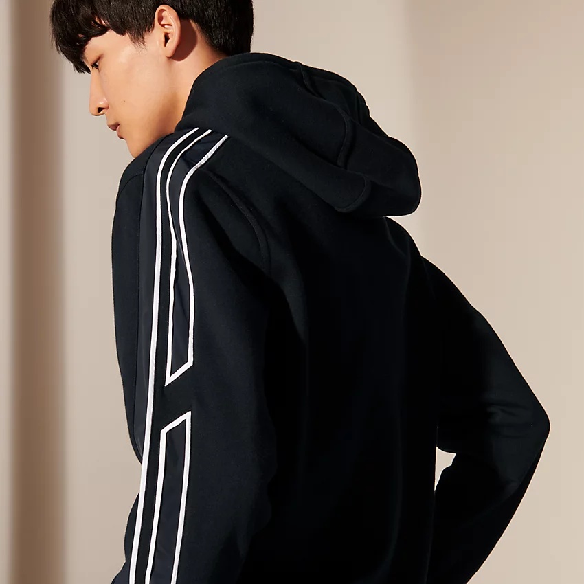 "Run H" bicolor hooded sweater - 4