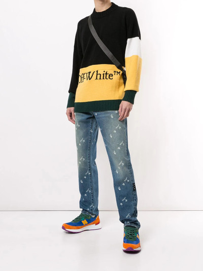 Off-White distressed logo print jeans outlook