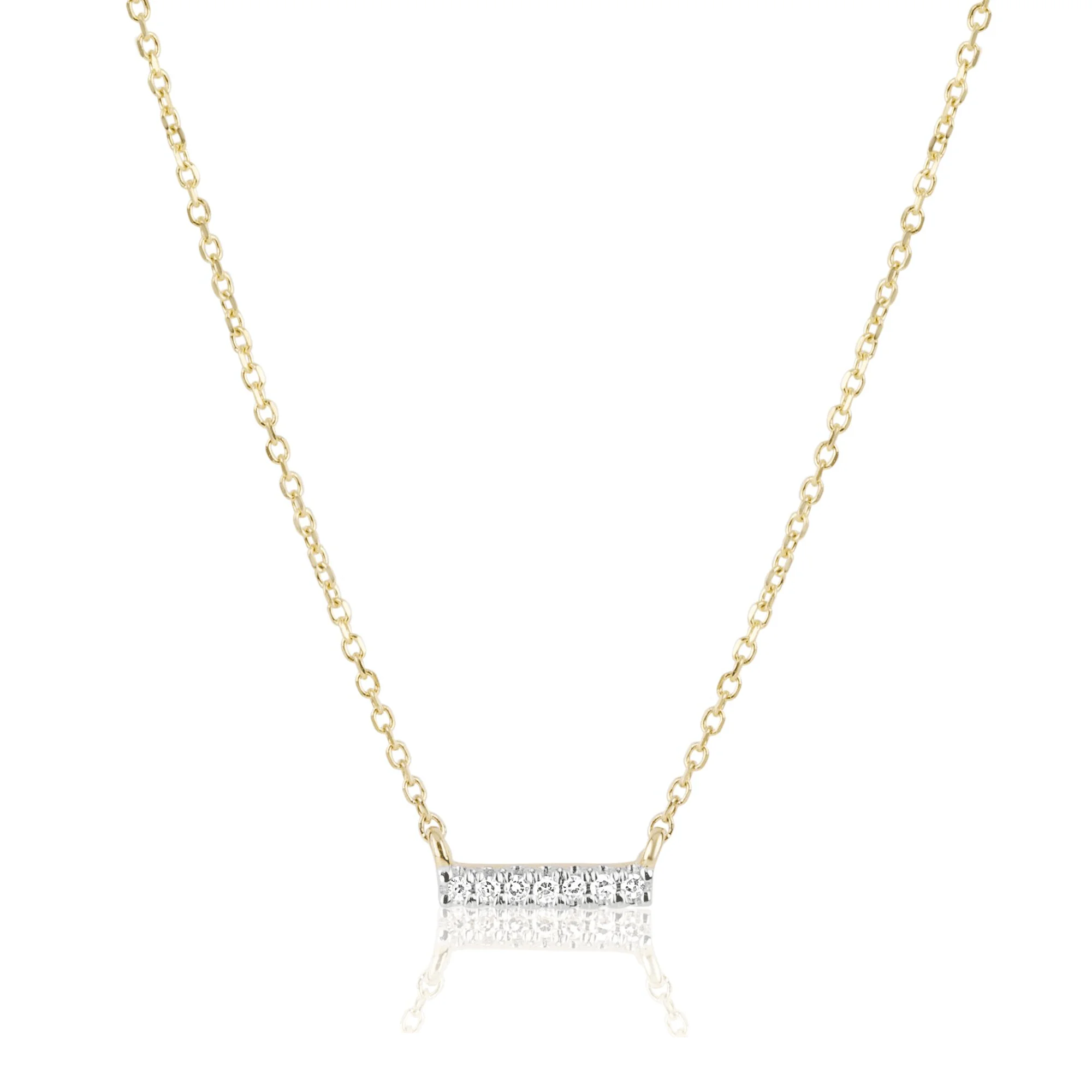 Tiny Pave Diamond Bar Necklace - 1