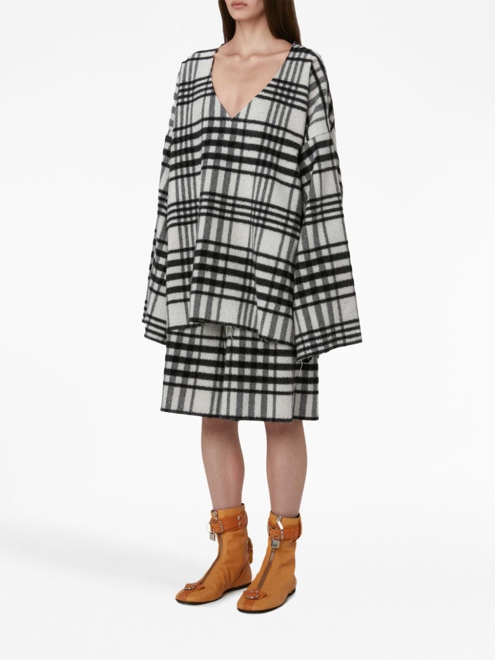tartan-check wide-leg shorts - 2