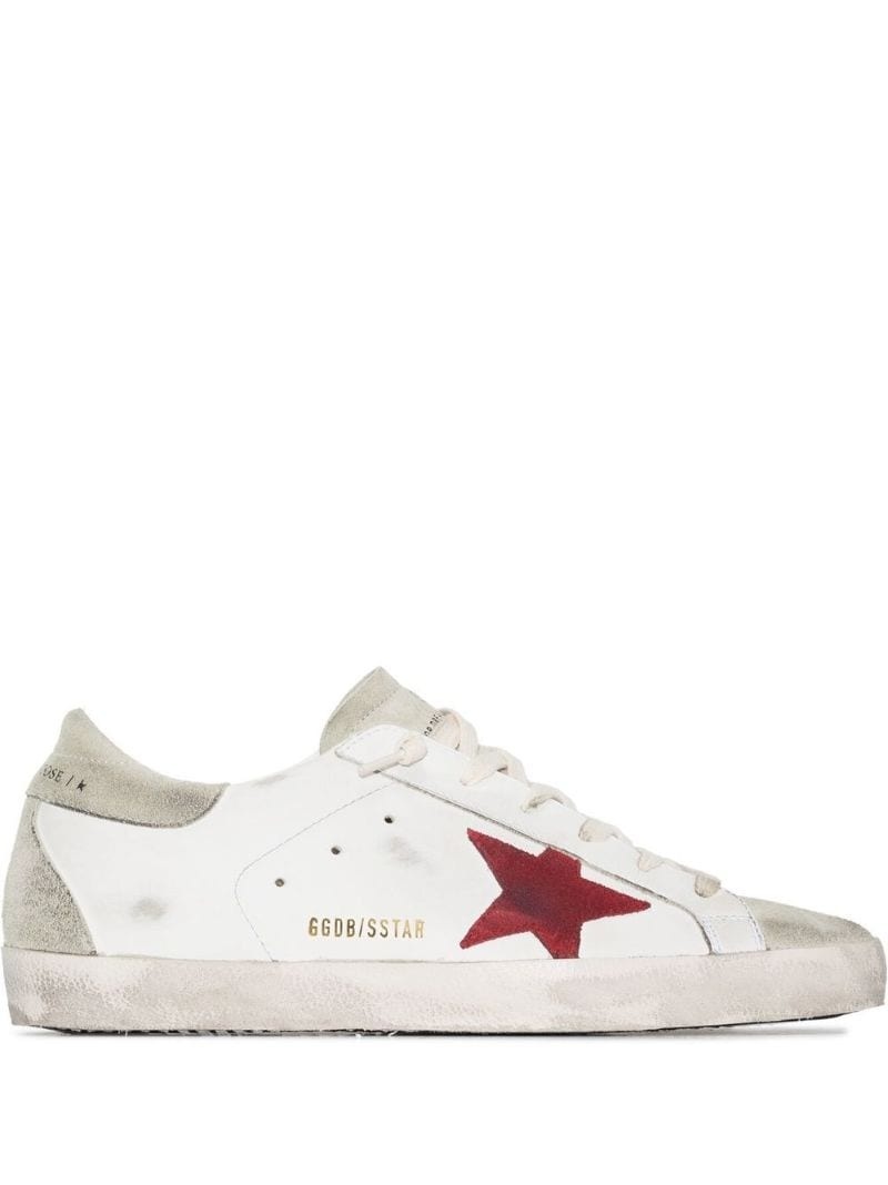 Superstar distressed lace-up trainers - 1