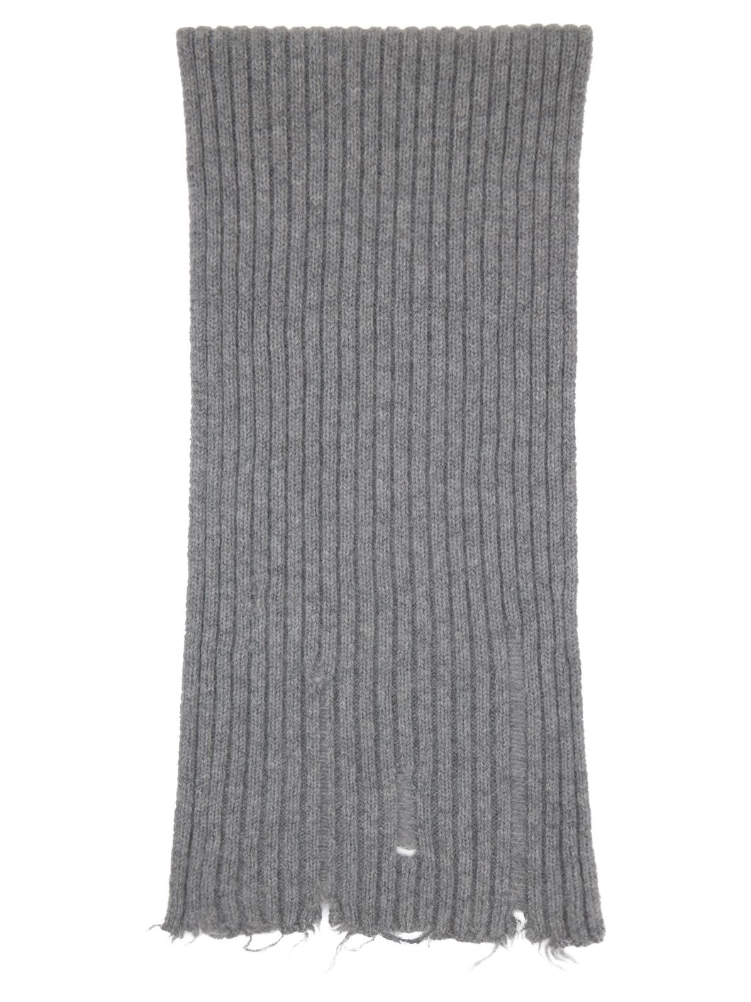 Gray Distressed Alpaca Knit Scarf - 2