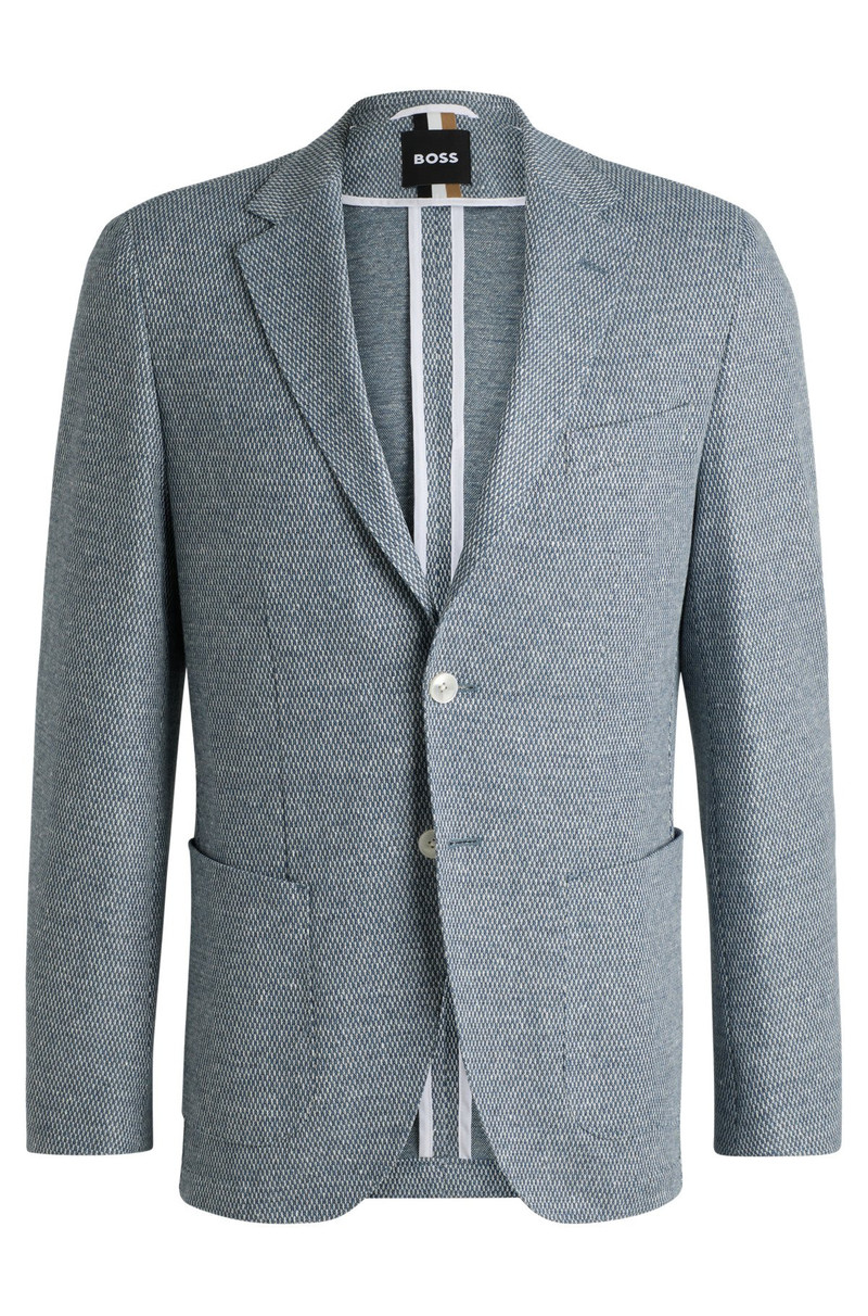 REGULAR-FIT PATTERNED BLAZER WITH LINEN AND COTTON 1