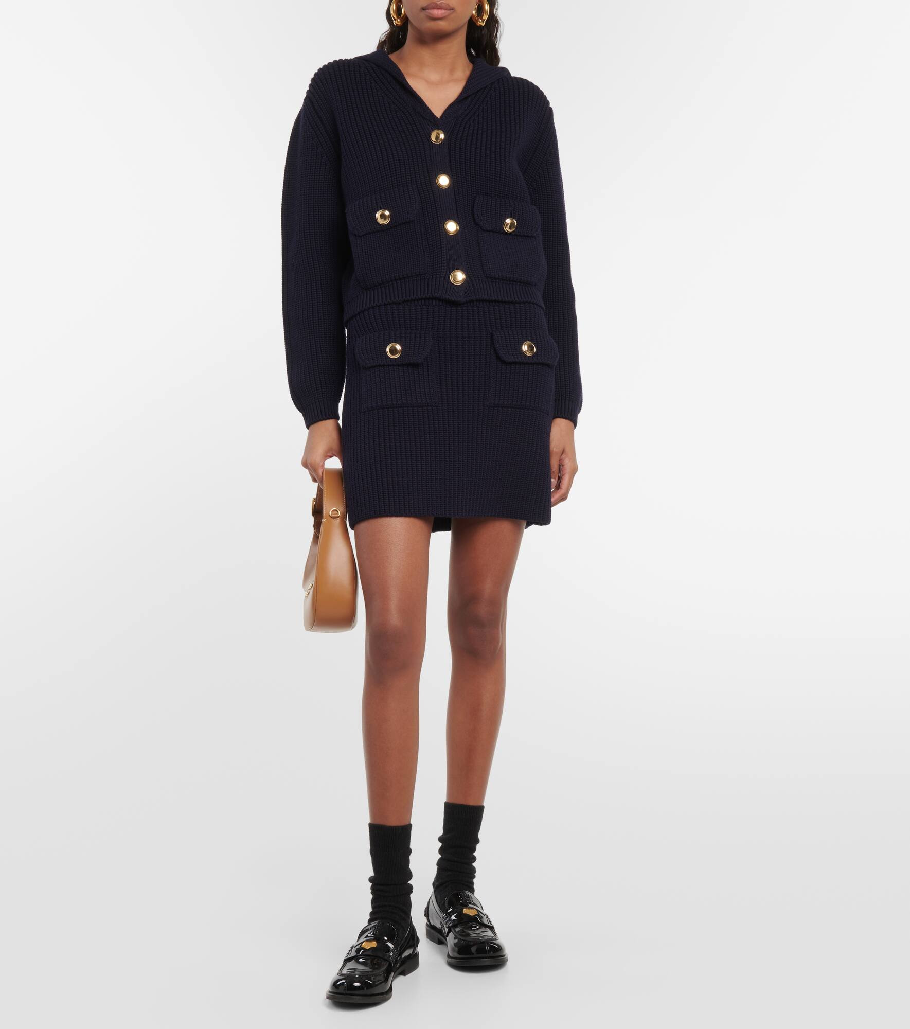 Ribbed-knit wool miniskirt - 2