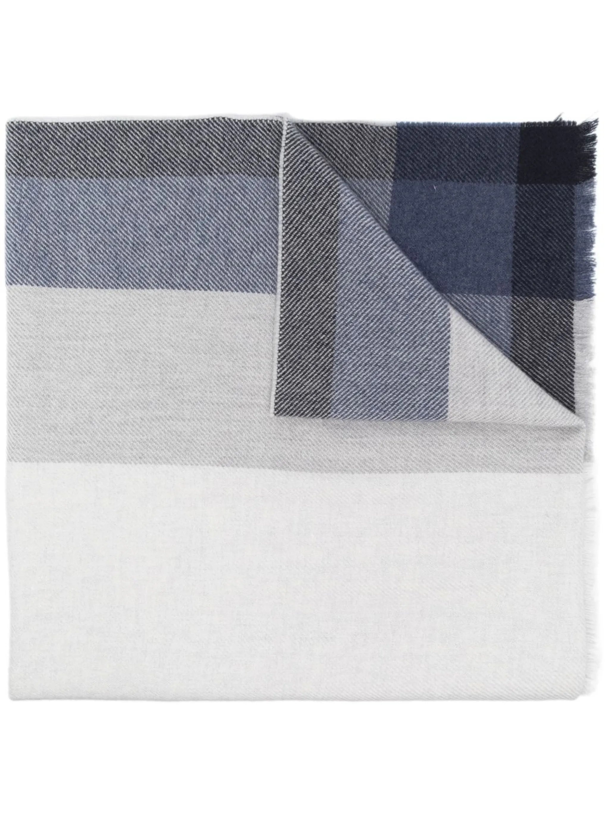 Brunello Cucinelli Check-print Frayed-edge Scarf - 1