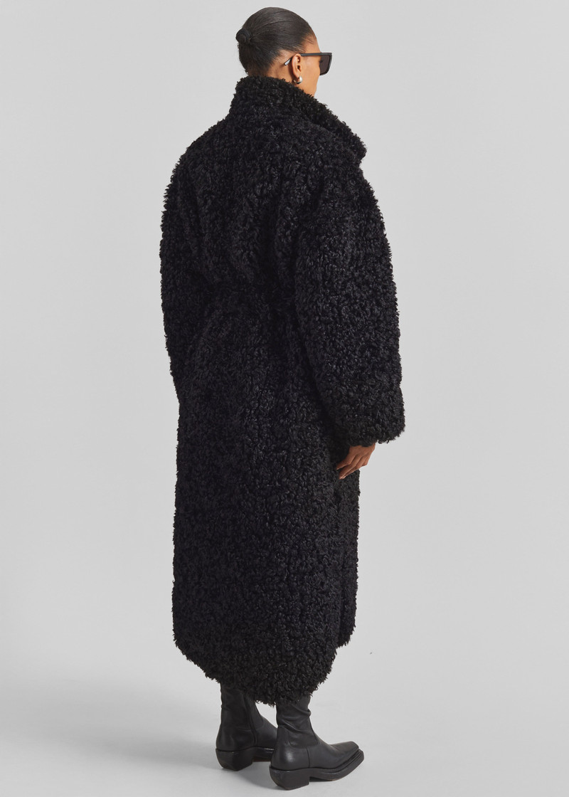 Ravello Faux Shearling Robe Coat - Black 11