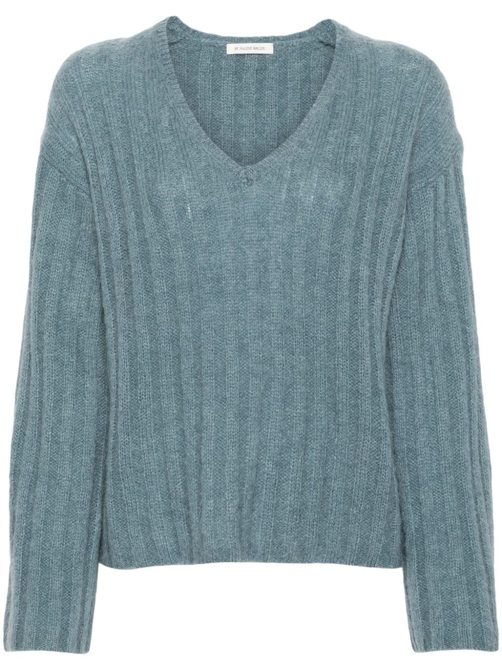 v-neck chunky-ribbed jumper - 1