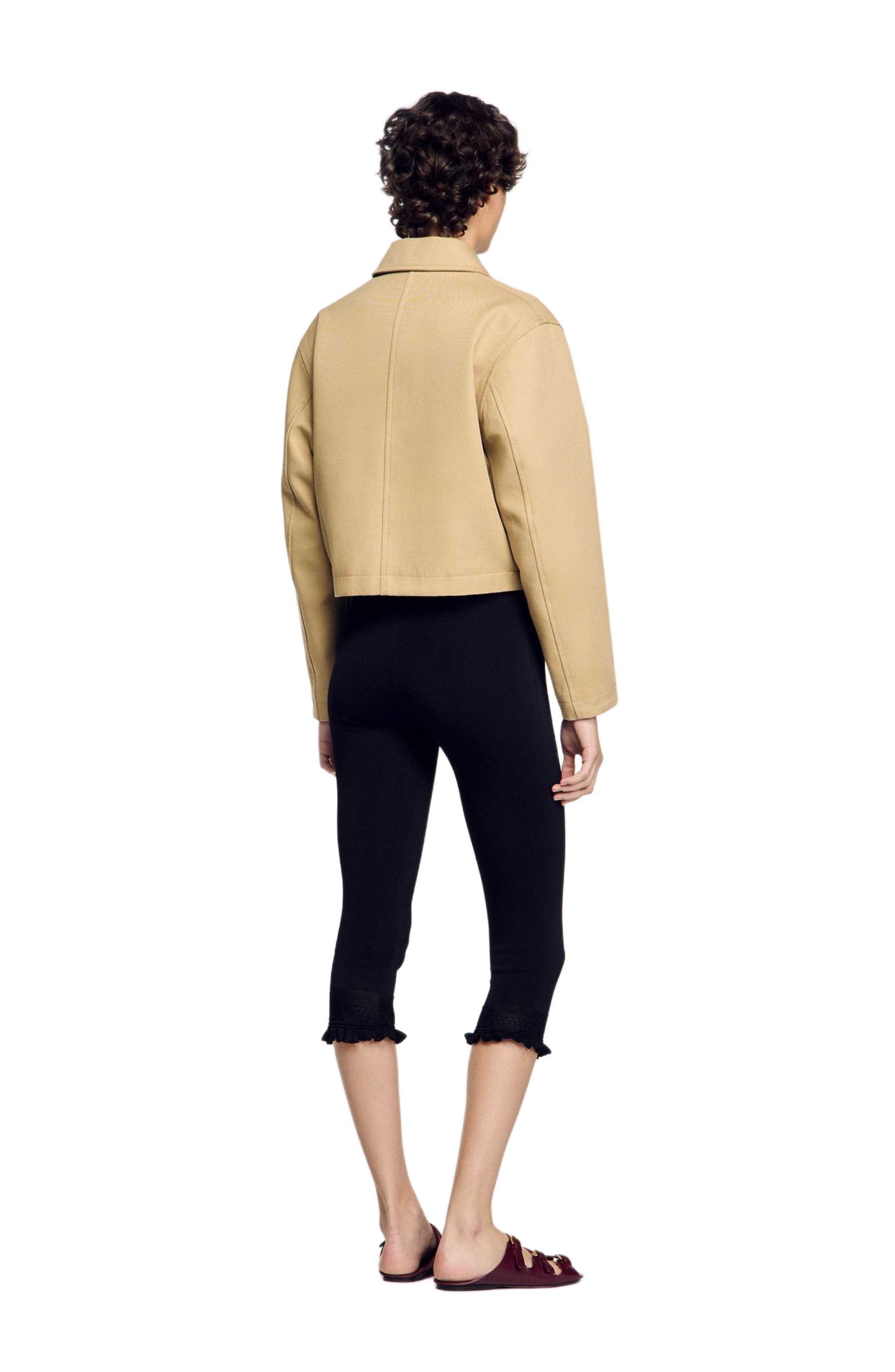 SANDRO Short jacket with rhinestone details in Beige at Nordstrom - 2