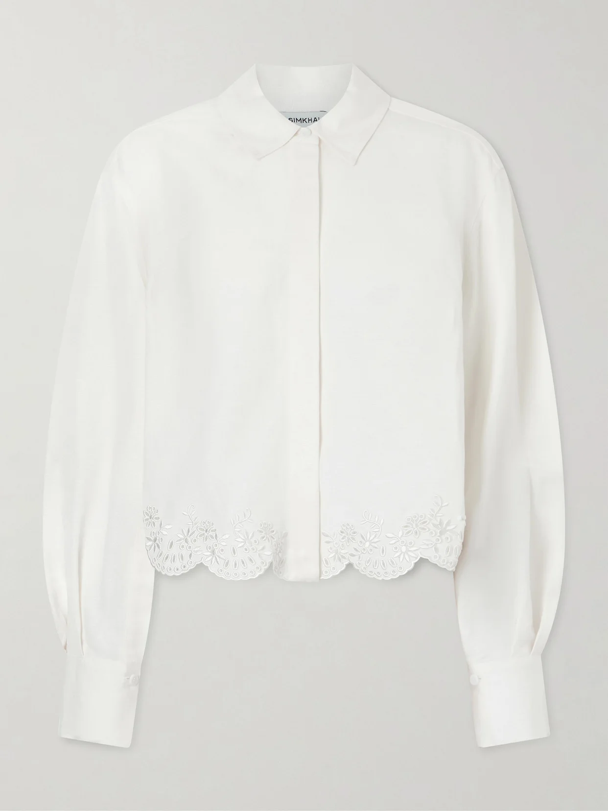 Ames Cropped Broderie Anglaise Linen-blend Shirt - 1