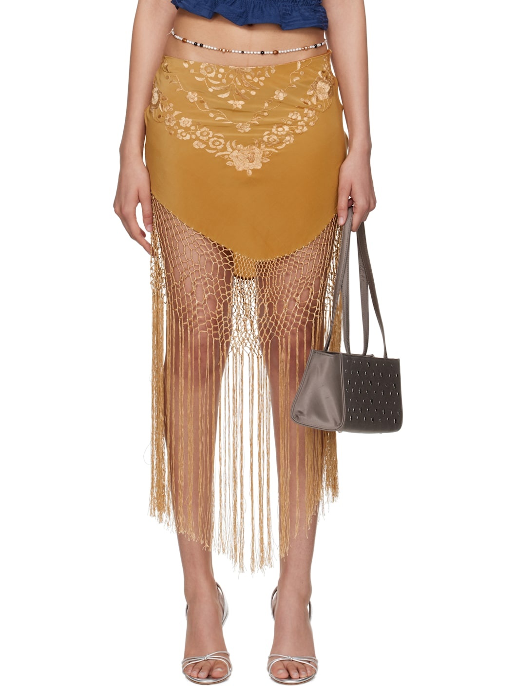 SSENSE Exclusive Yellow Demi-Couture Piano Shawl Midi Skirt - 1