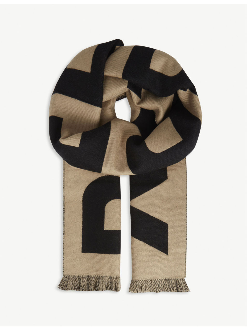 Logo-pattern wool football scarf - 1