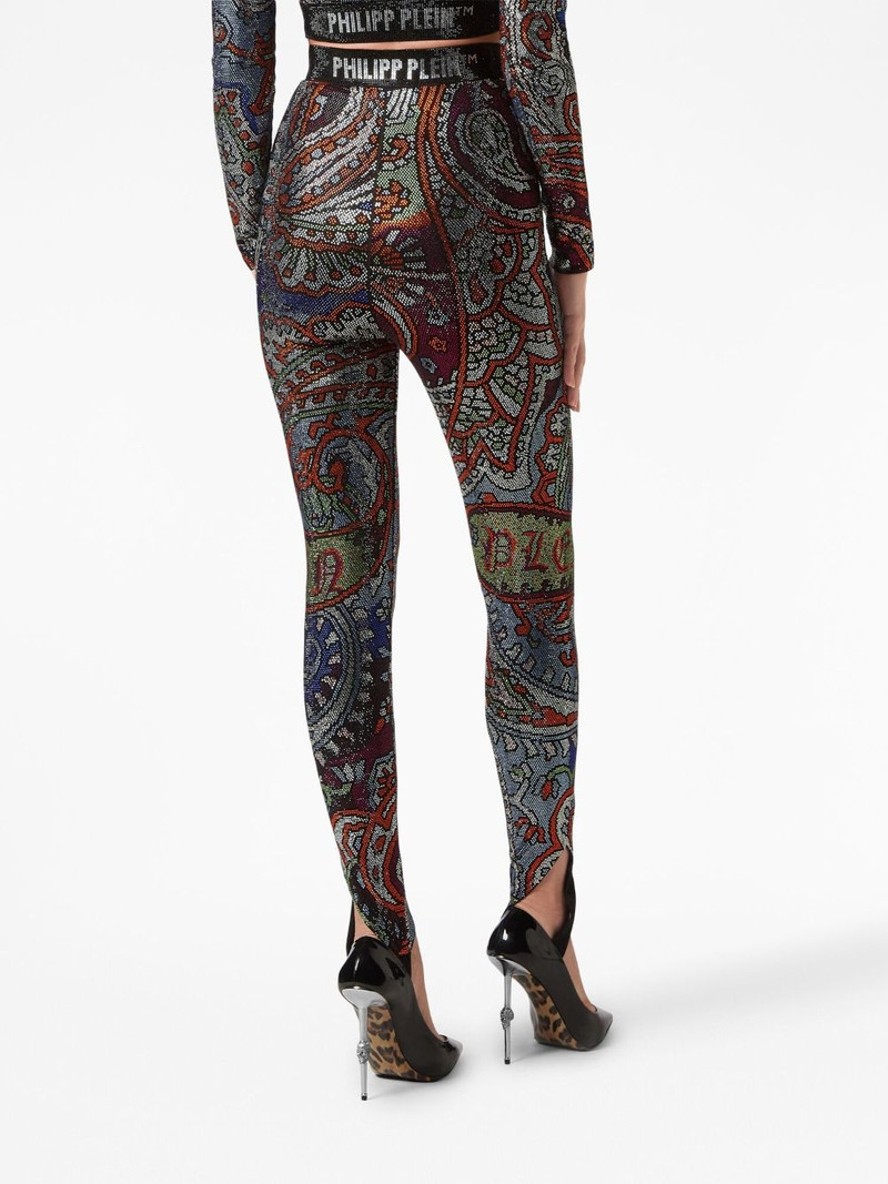paisley rhinestone-embellished 레깅스 3