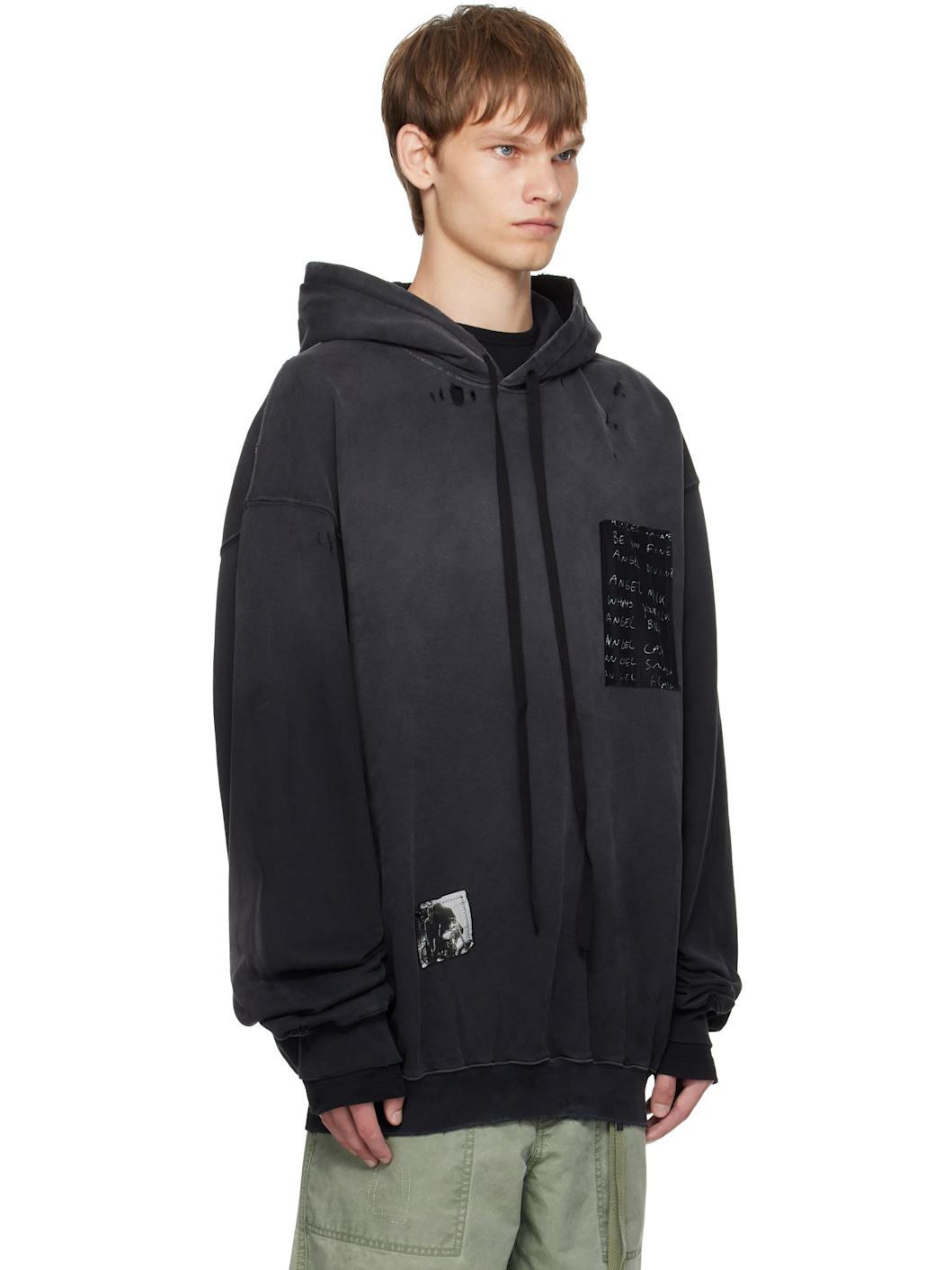 Black Ollie High-Comfort Printed Patches Hoodie - 2