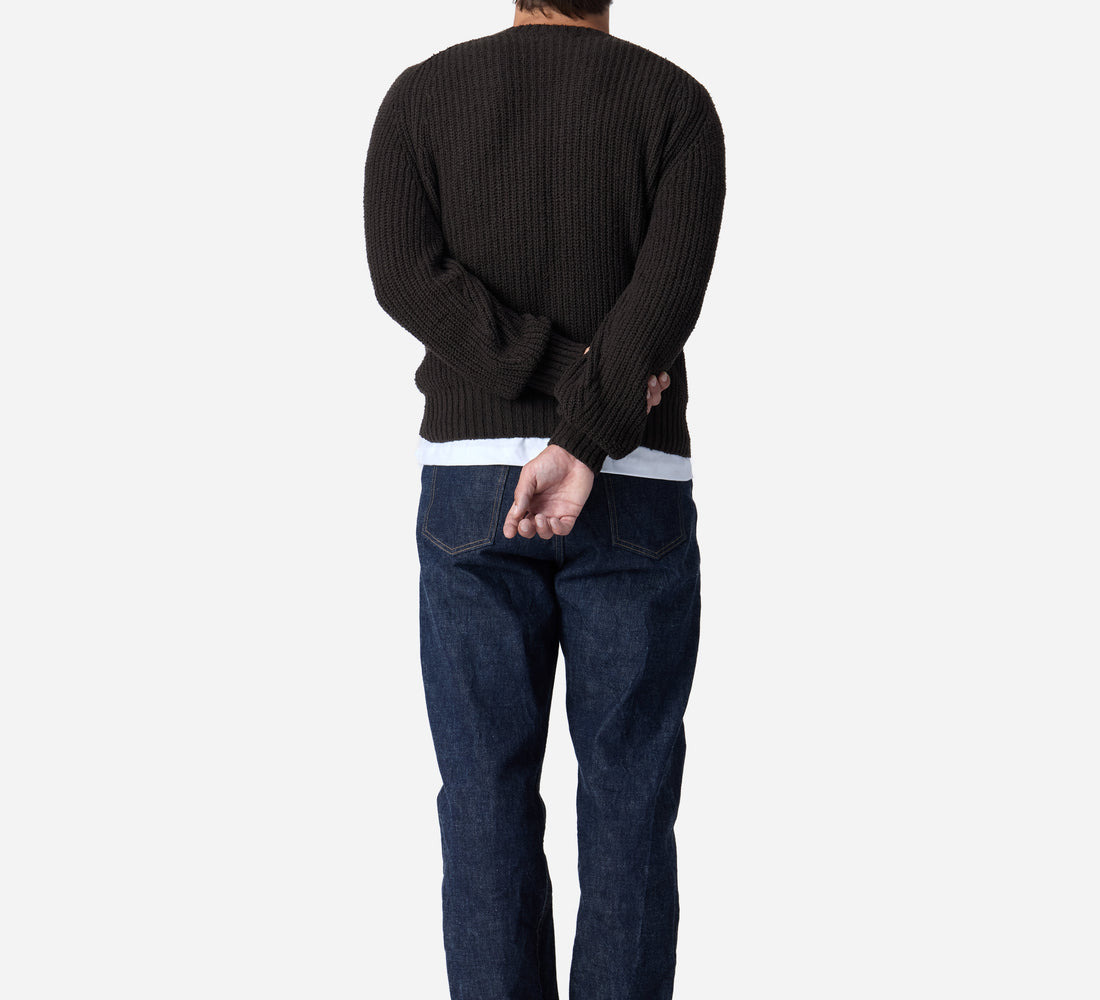 Cotton Crewneck Sweater - Bark Boucle - 2