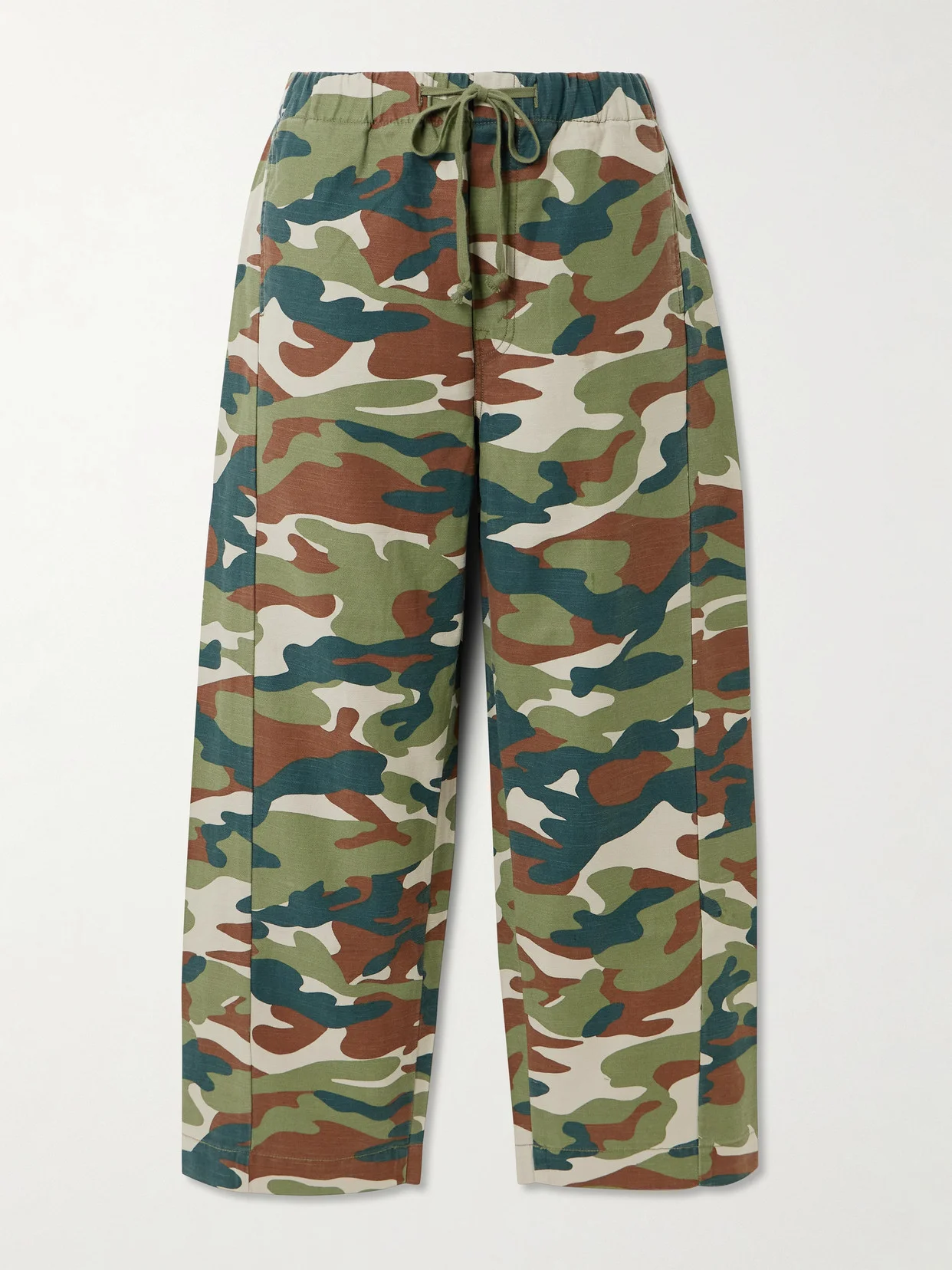 The Drawn Half-pipe Ankle Camouflage-print Cotton Wide-leg Pants - 1