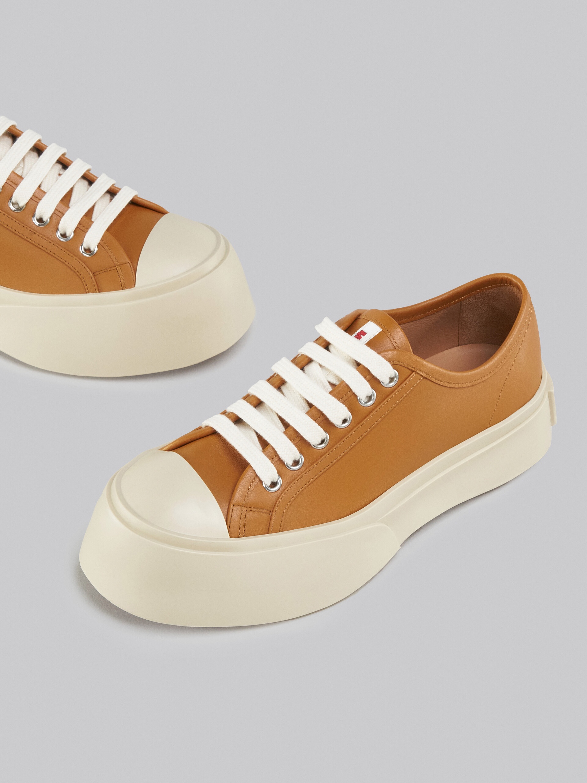 BROWN NAPPA LEATHER PABLO LACE-UP SNEAKER - 5