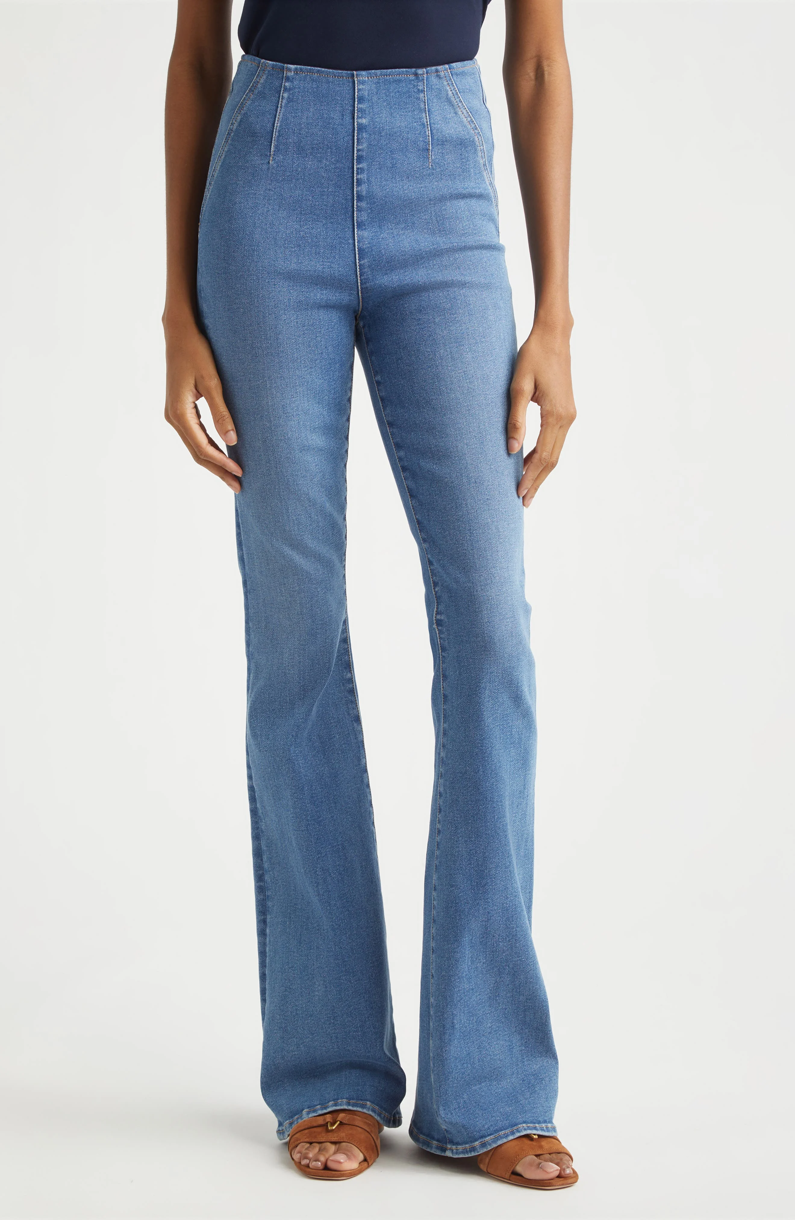 Veronica Beard Beverly Off Duty High Waist Skinny Flare Jeans in Pool Party at Nordstrom - 1