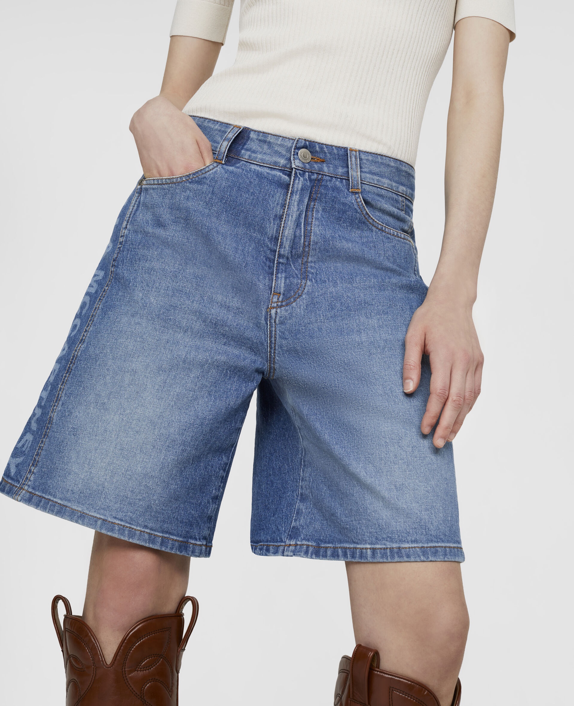 Logo Denim Bermuda Shorts - 4