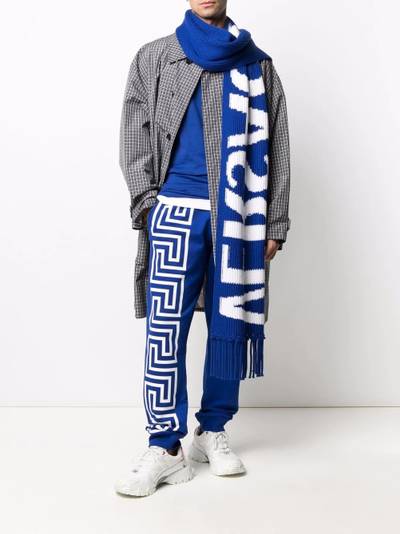 VERSACE logo intarsia-knit maxi scarf outlook