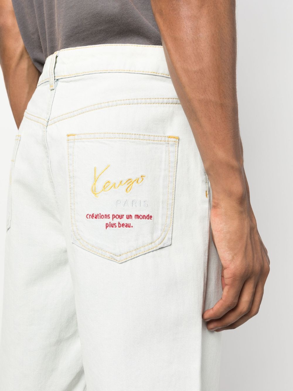 logo-embroidered denim shorts - 5