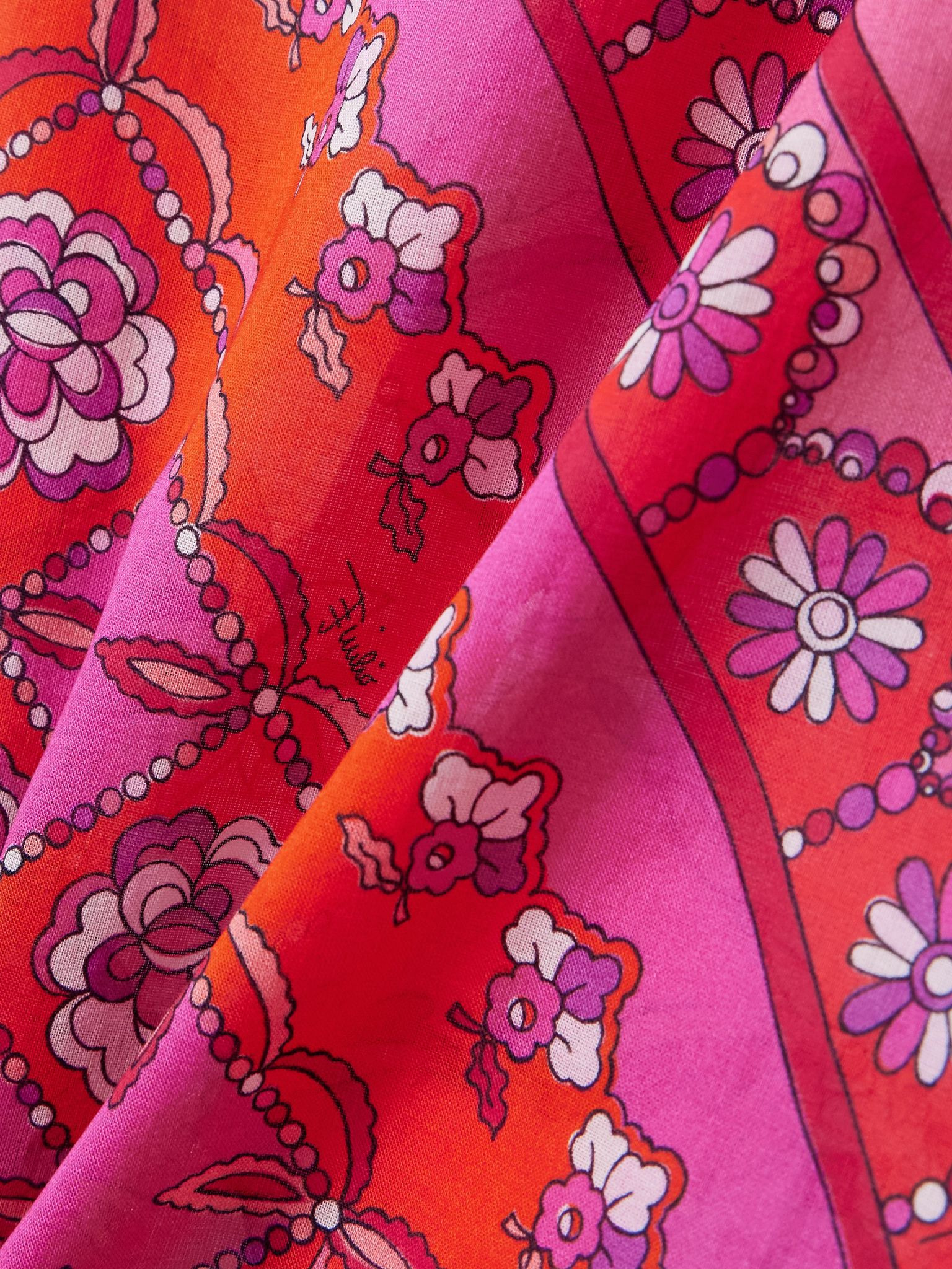 Printed cotton-muslin pareo Fuchsia - 4