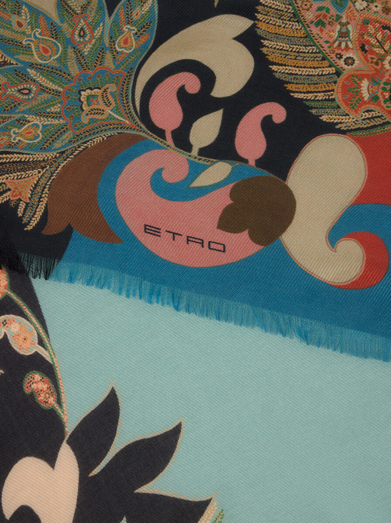 COTTON AND SILK SCARF WITH FLORAL PAISLEY MOTIF 3