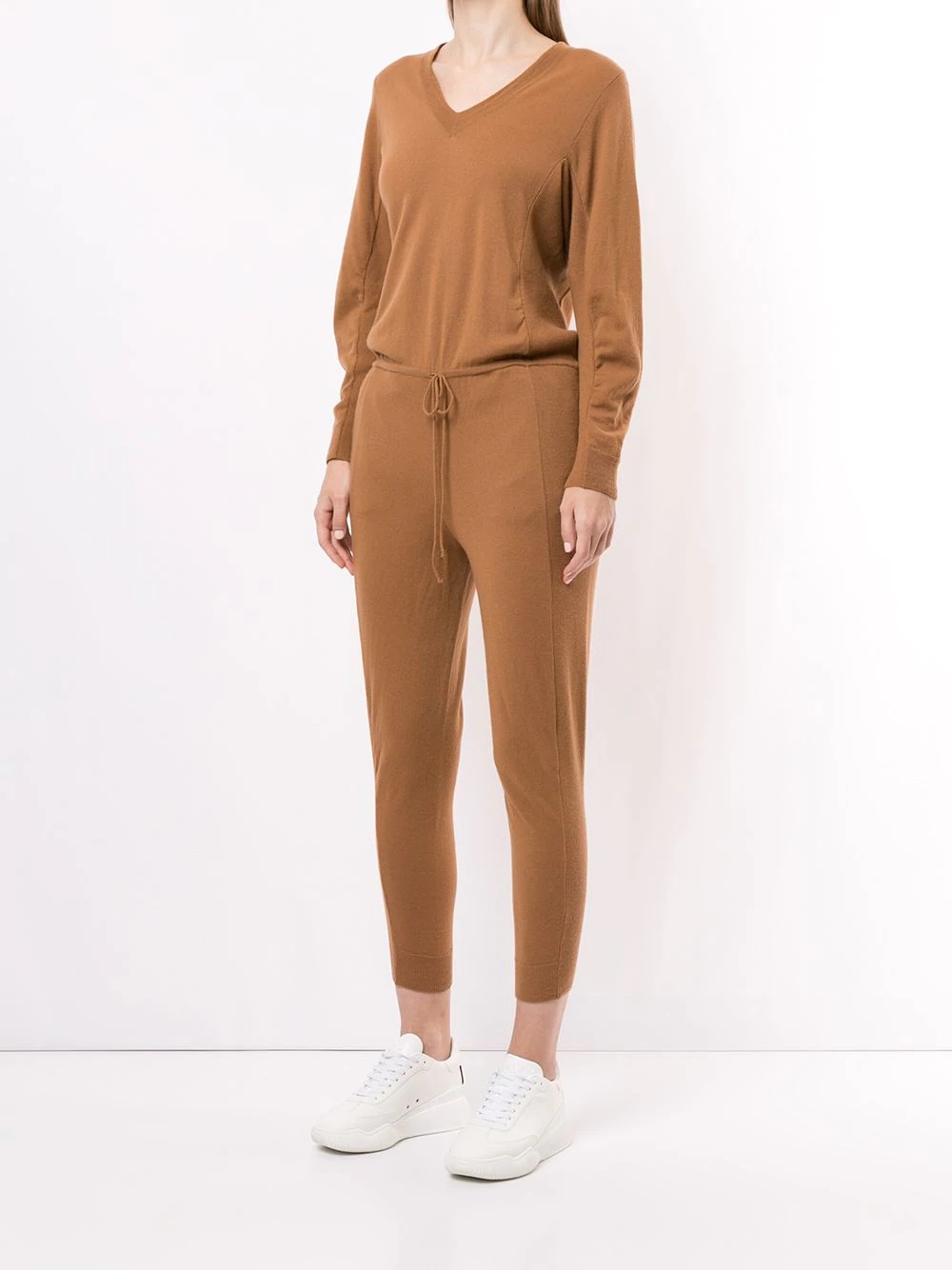 knitted tied waist jumpsuit - 3