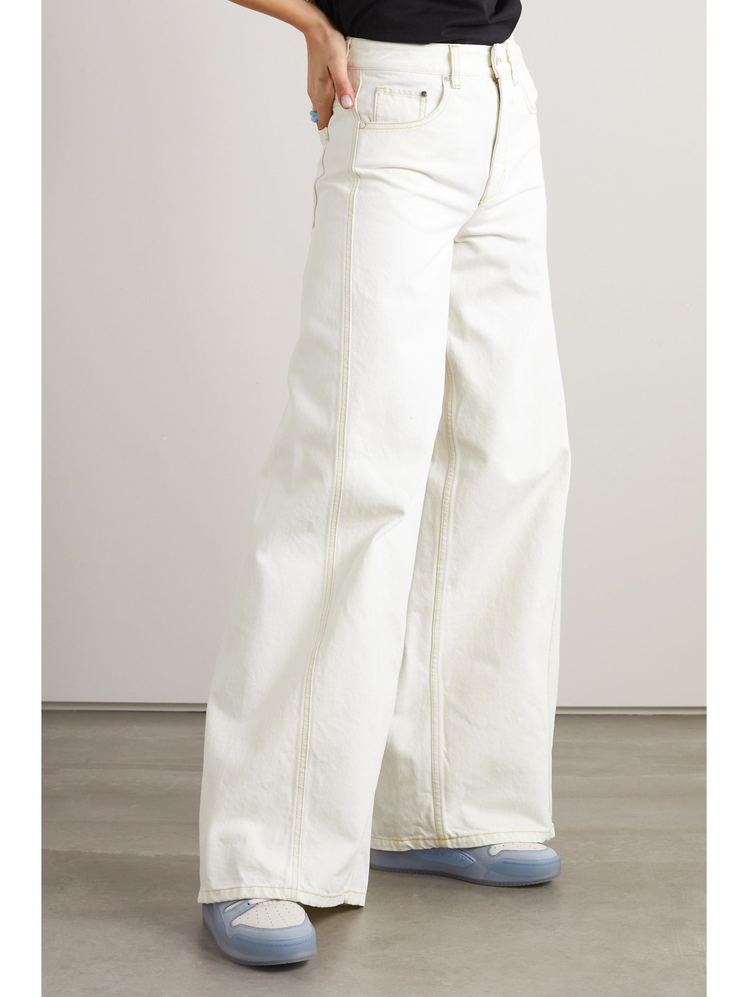 + Alicia Keys high-rise wide-leg jeans White - 3