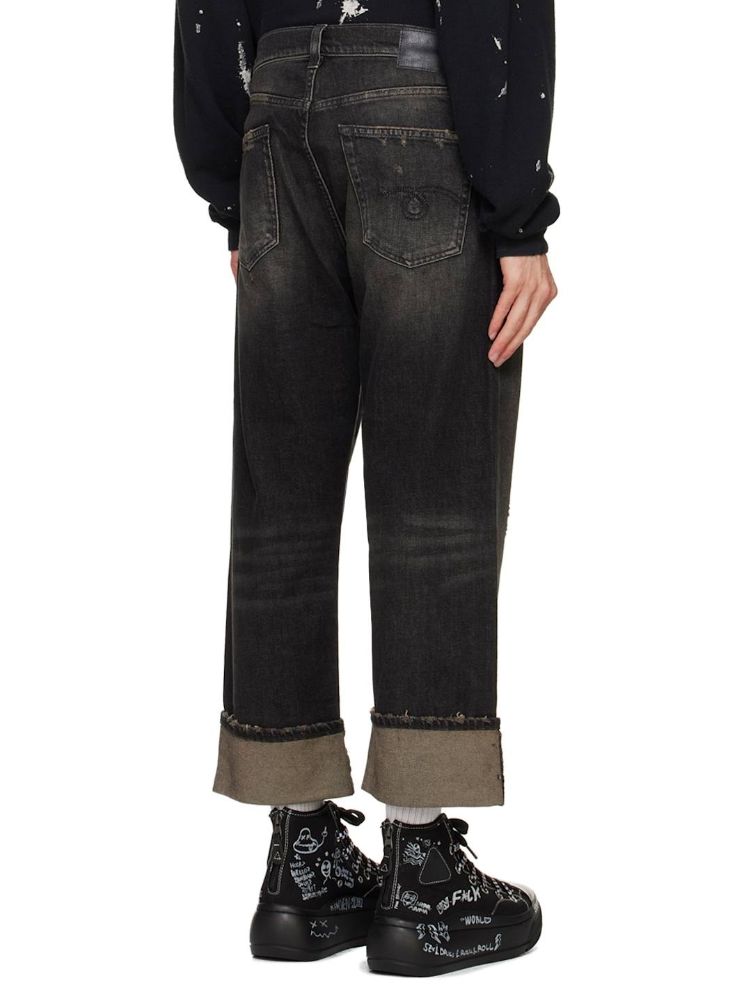 Black Cuffed X-Boyfriend Jeans - 3