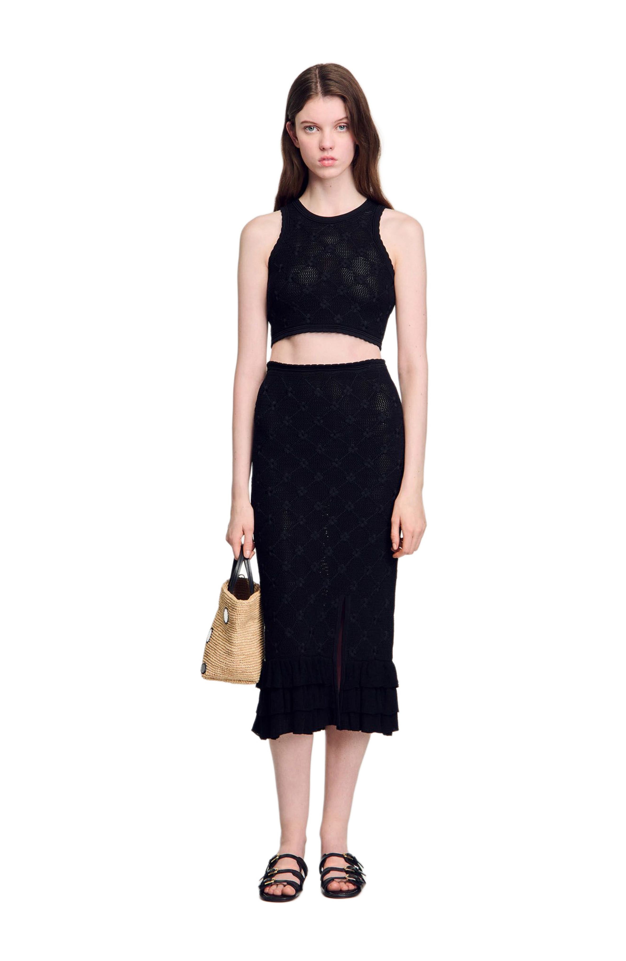 SANDRO Knit midi skirt in Black at Nordstrom - 6