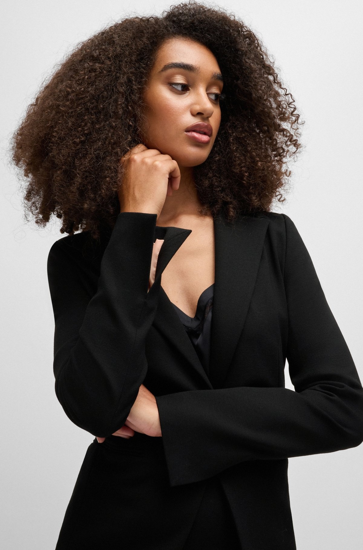 SINGLE-BUTTON JACKET IN STRETCH FABRIC - 5