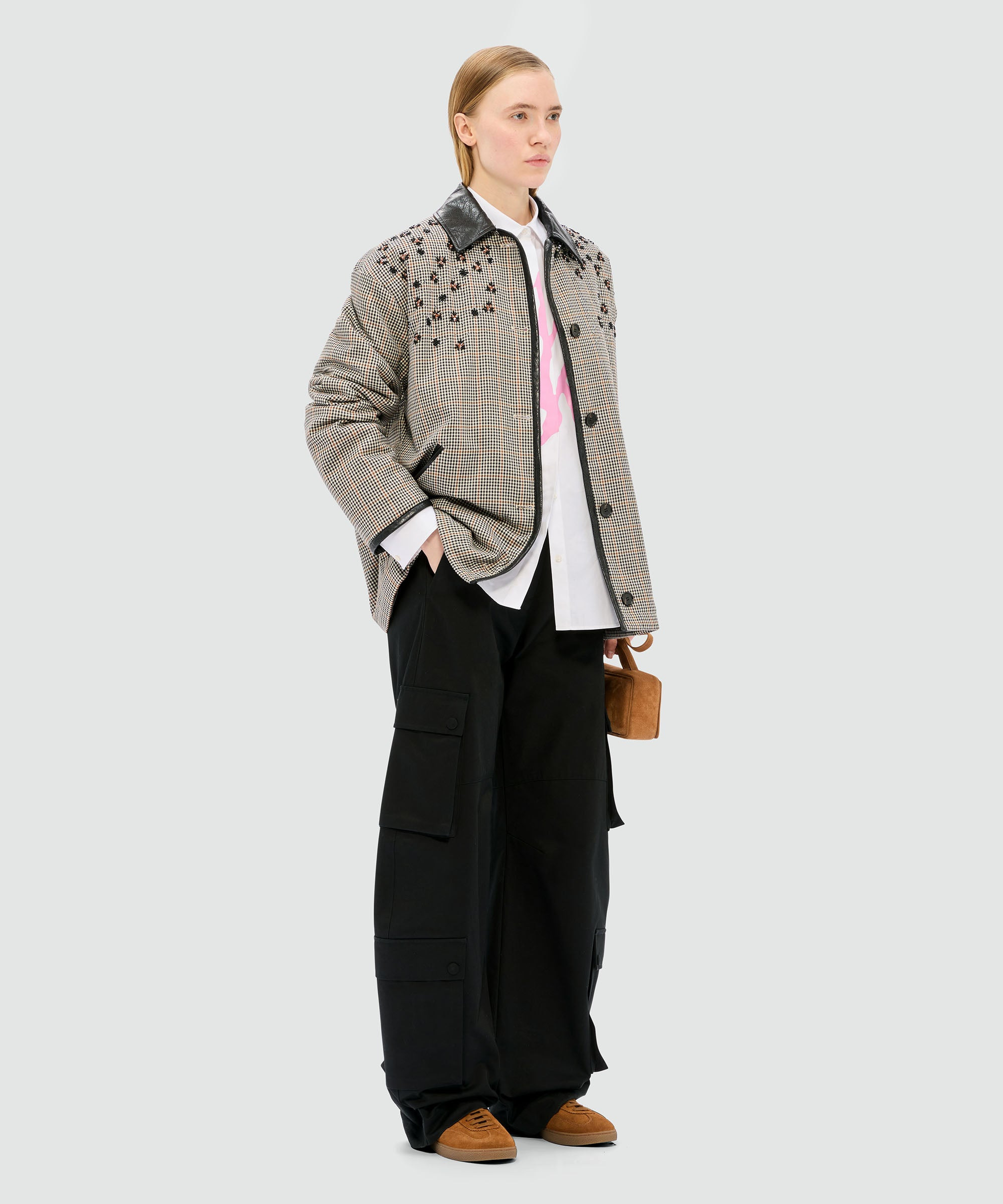 Black cotton drill cargo pants - 4