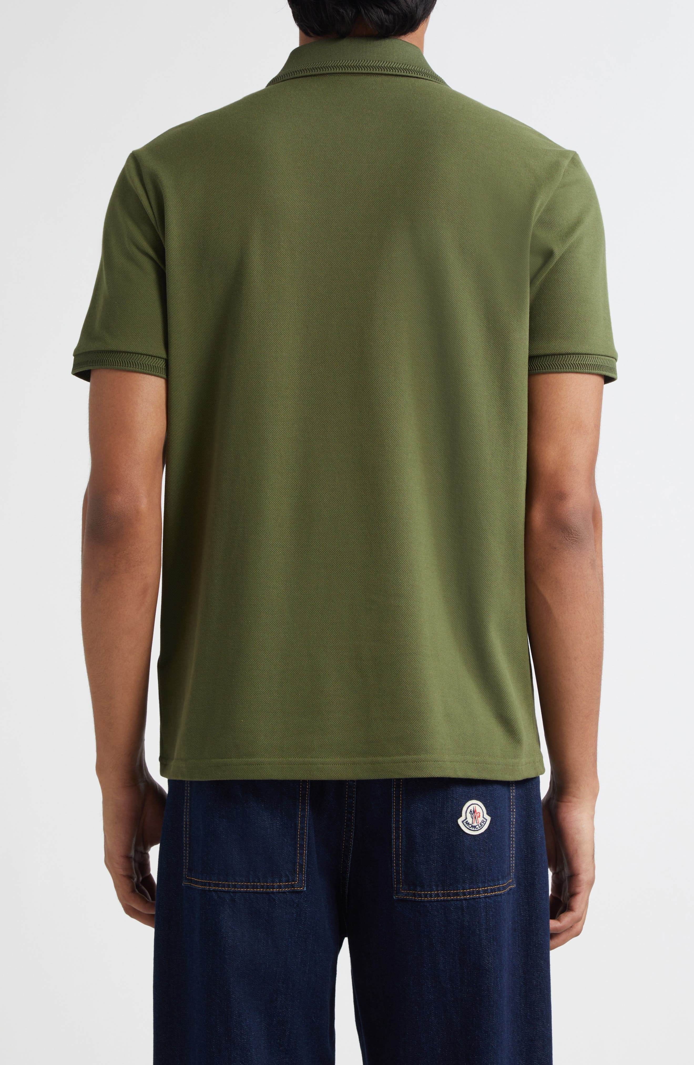 Moncler Logo Patch Cotton Piqué Polo in Deep Forest at Nordstrom - 2