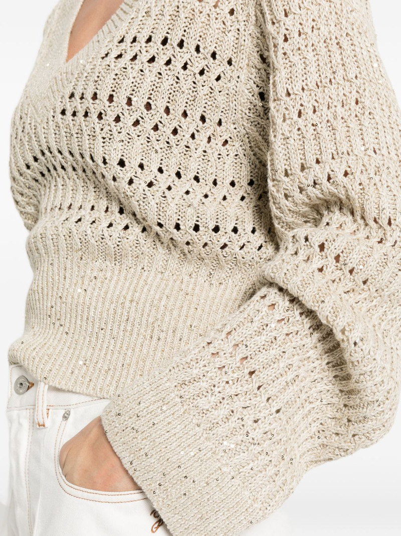 V-neck openwork sweater 5