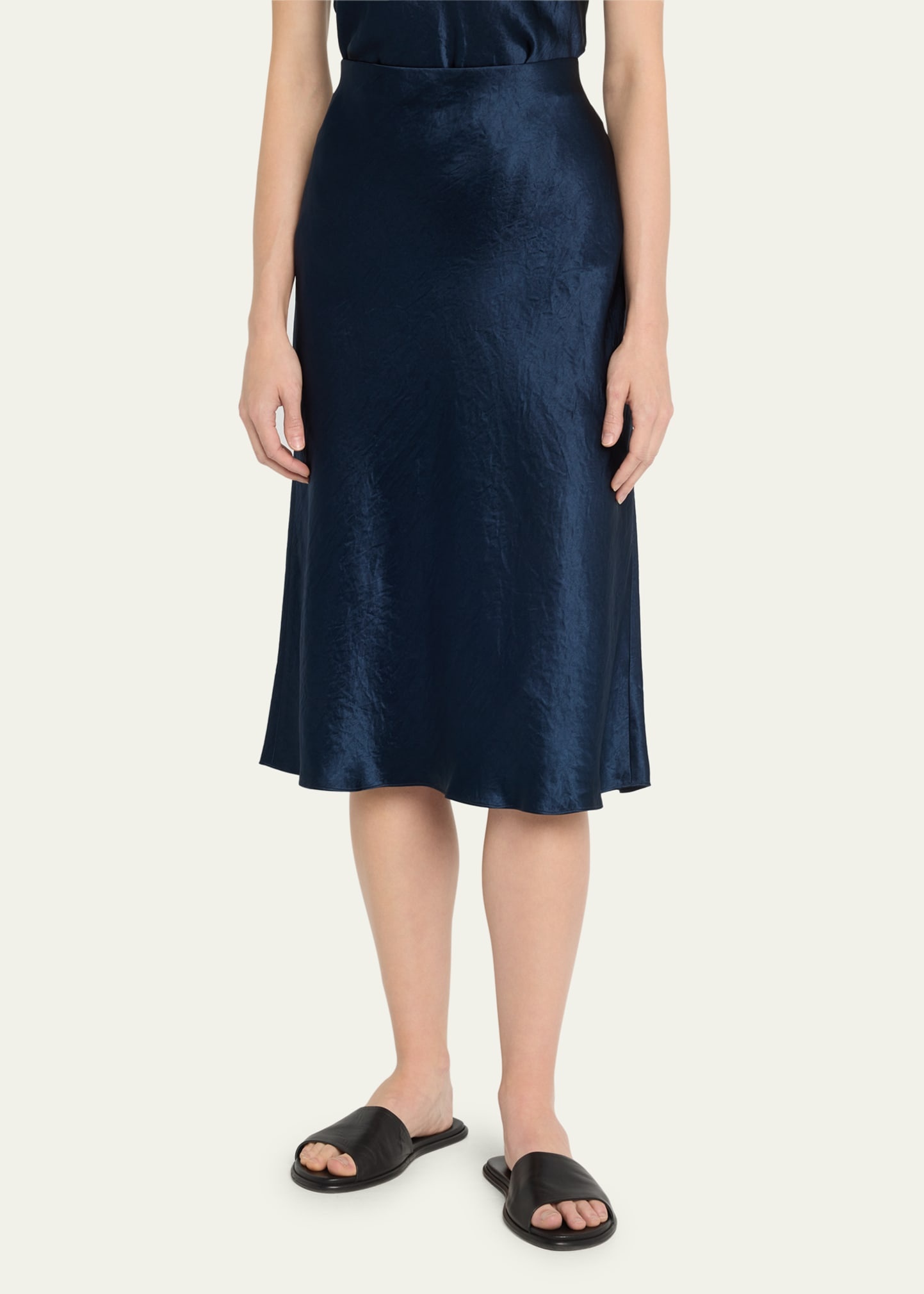 Satin Slip Midi Skirt - 4